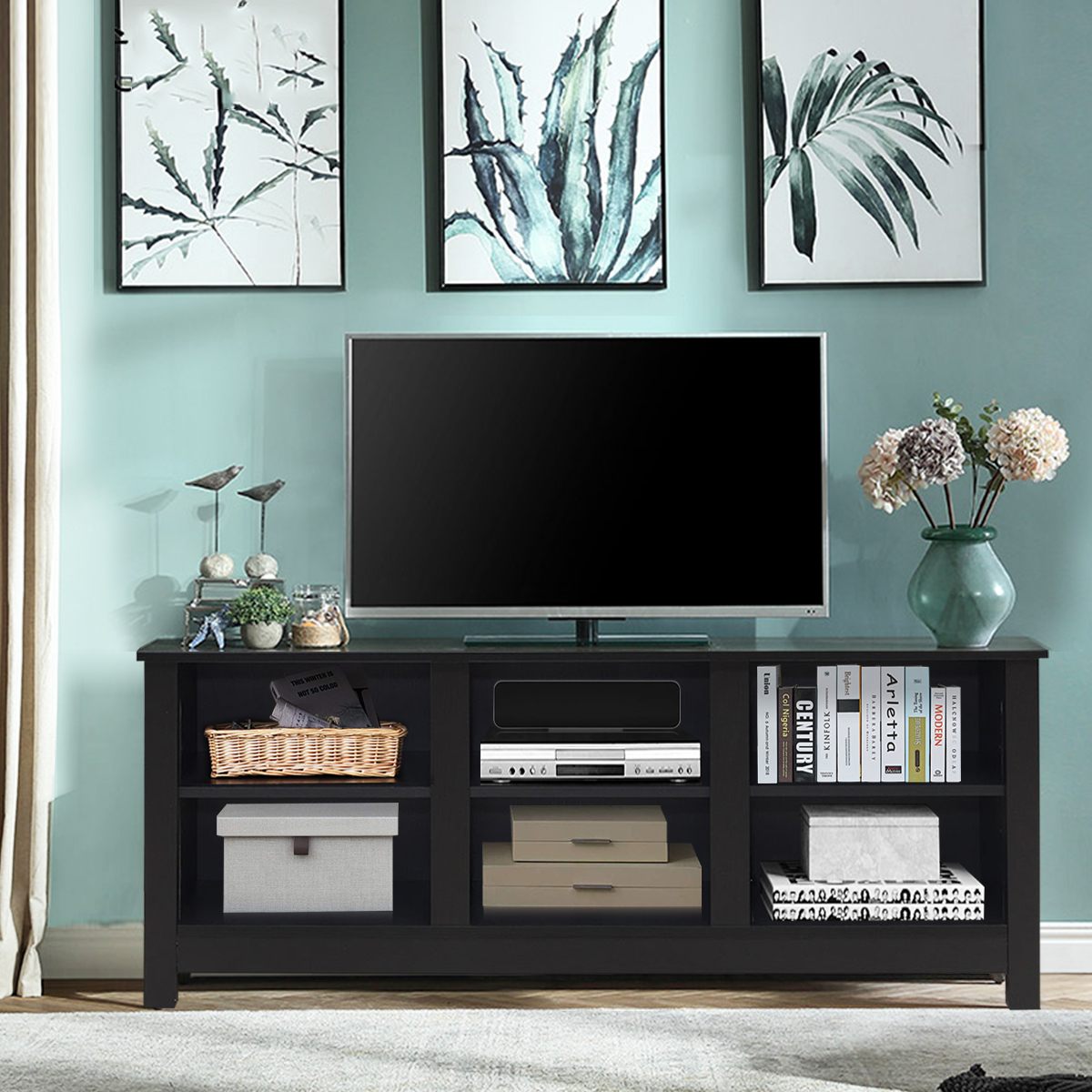 TV-Ständer mit 2 Regalfächern passend für 60 Zoll Fernseher 135 x 39,5 x 54 cm Dunkelbraun