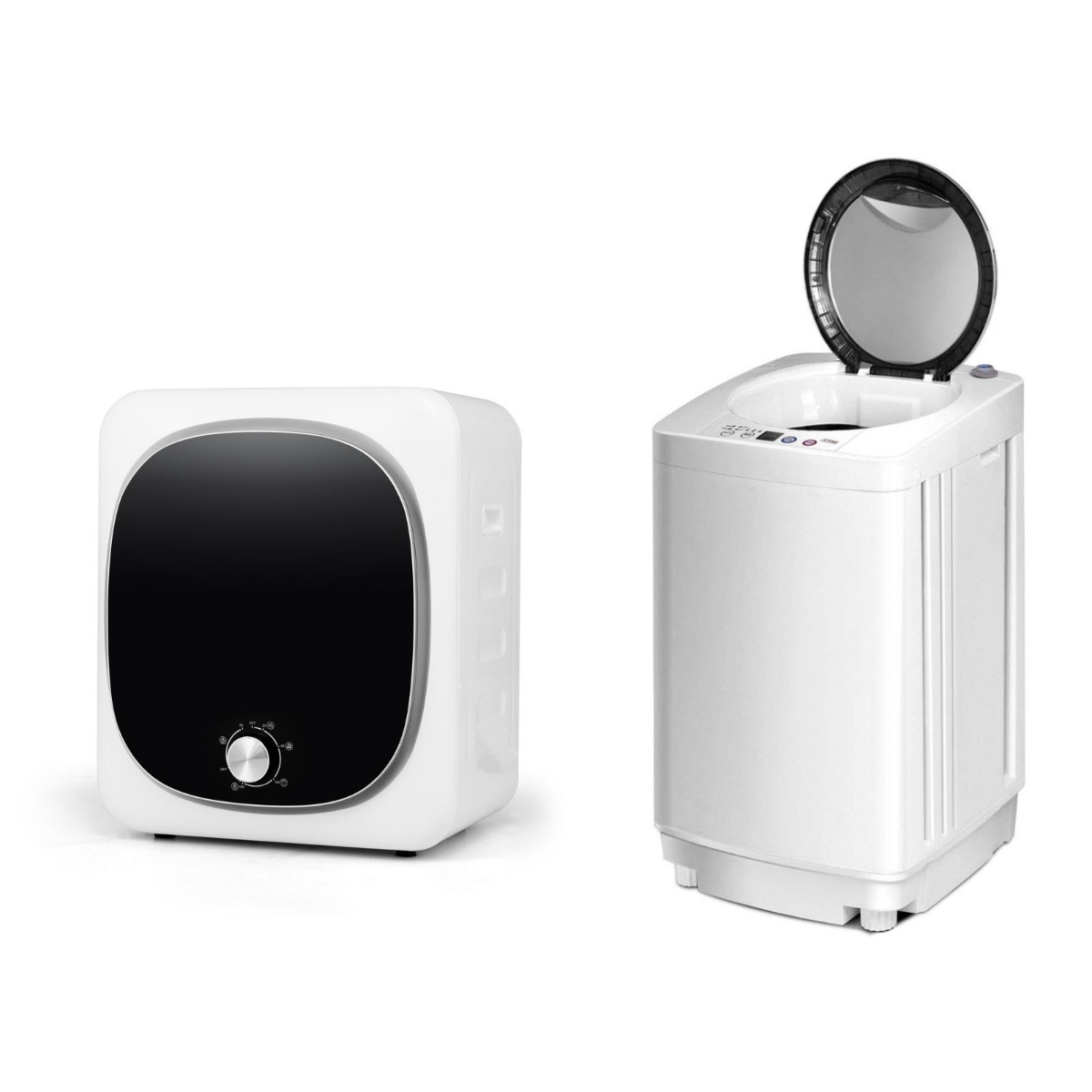 Mini Waschmaschine + Mini Wäschetrockner Set Waschvollautomat Ablufttrockner Weiß