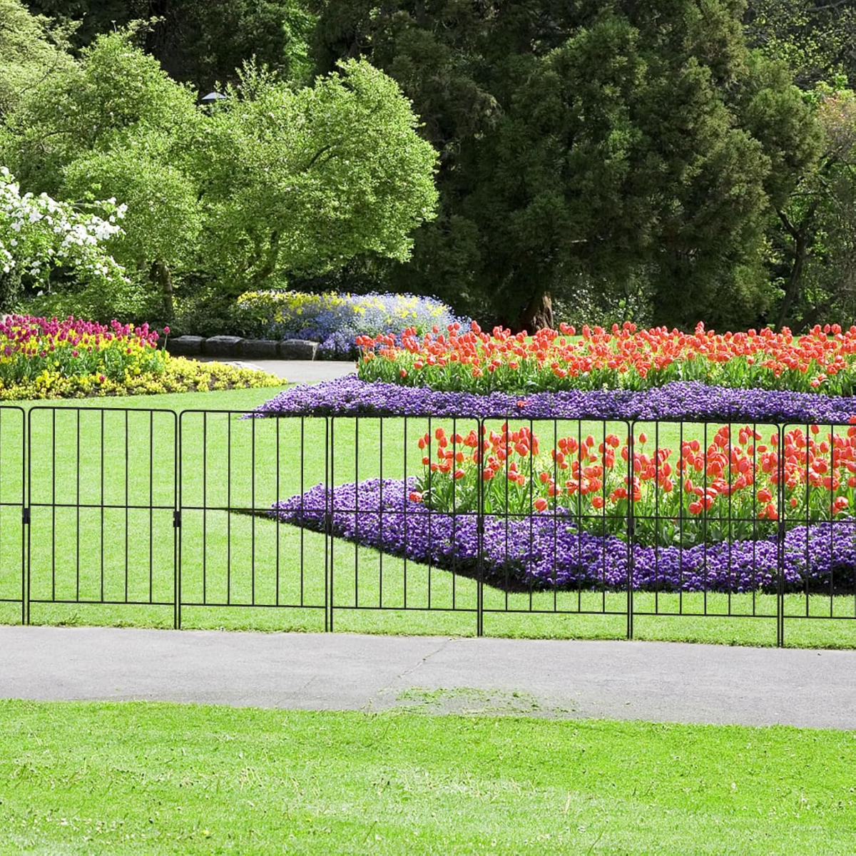 25-teiliger dekorativer Gartenzaun Absperrzaun Rostfreier Metalldrahtzaun 33 x 61 cm Schwarz