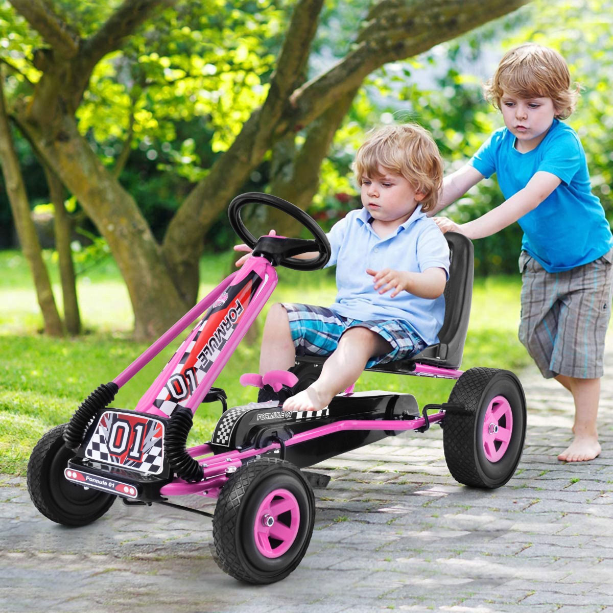 Pedal Gokart Pedalbetriebenes Aufsitzauto Kinderauto Pedalfahrzeug 98 x 59 x 61cm Rosa