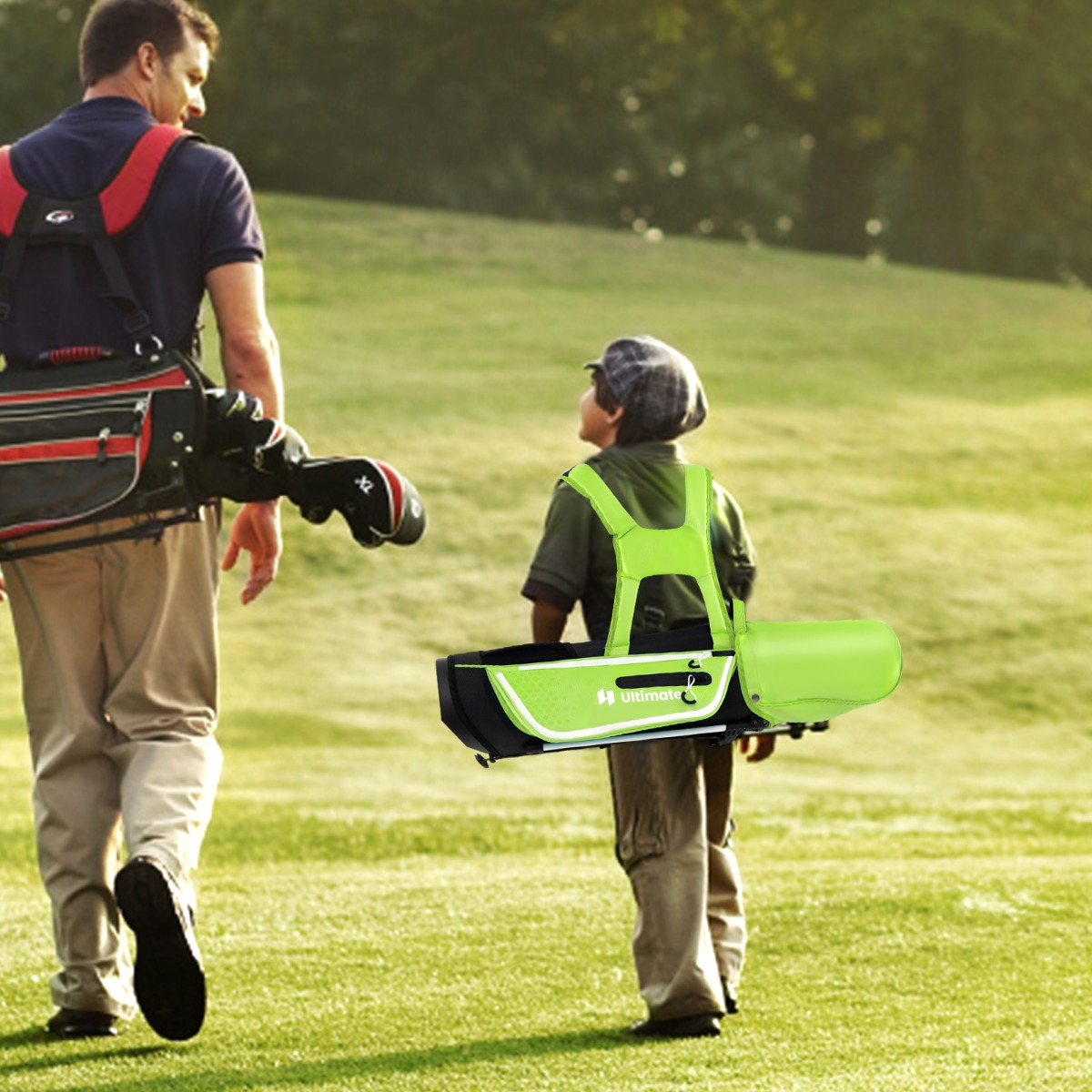 4-teiliges Kinder Golfschläger Set mit Golftasche & Regenhaube für Kinder von 5-7 Jahren Grün