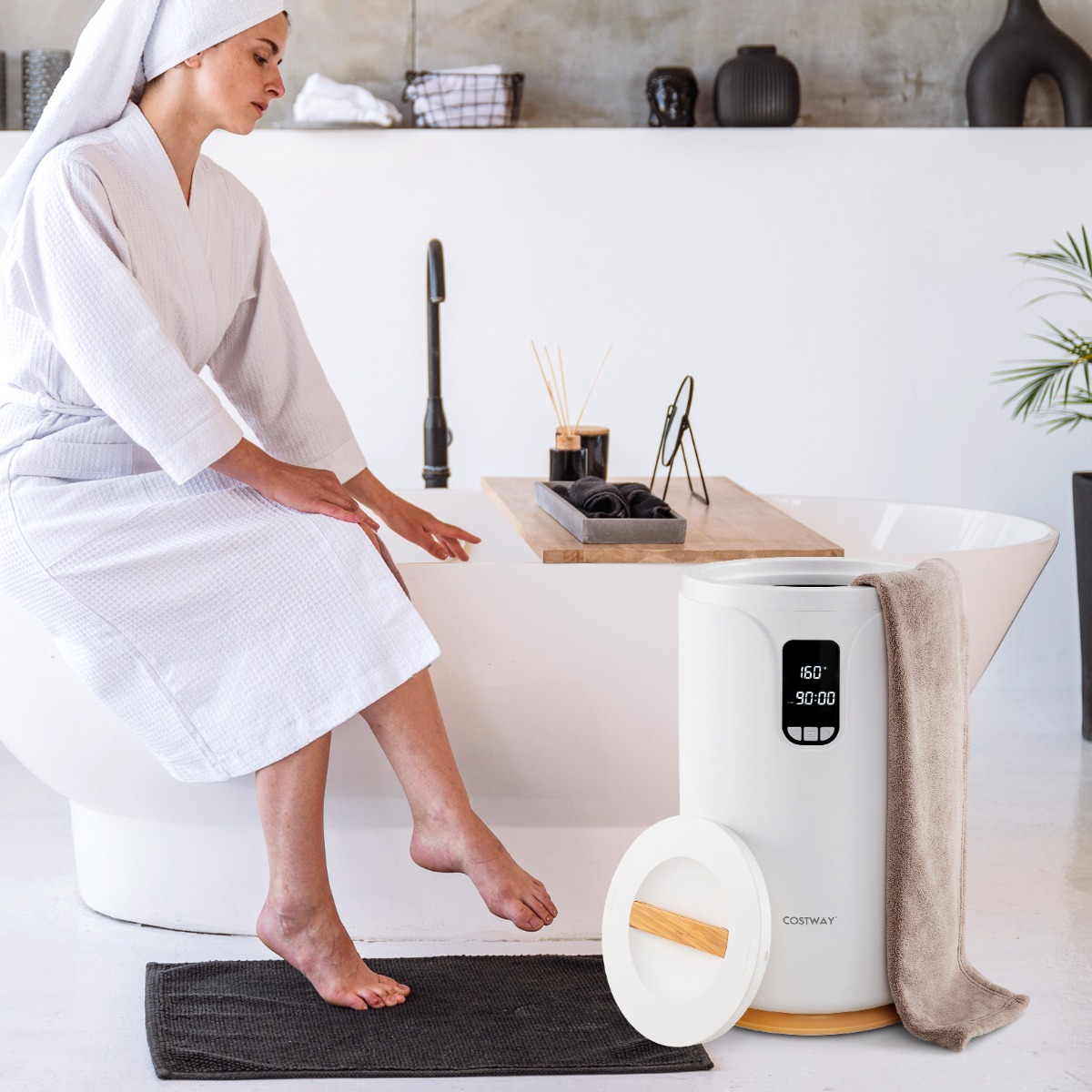 20L Handtuchwärmer Eimer mit LED Licht Handtuch Wärmegerät Heizeimer für Handtücher