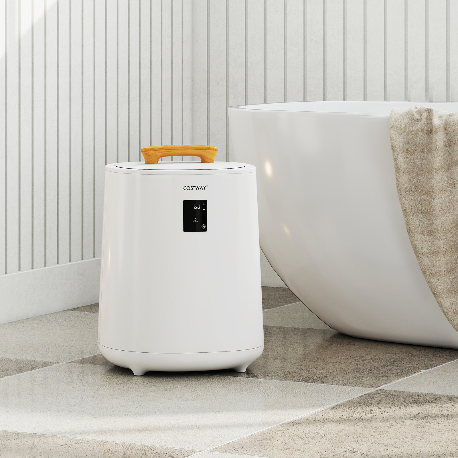 Handtuchwärmer 18 L Deckenwärmer mit LED-Anzeige & automatischer Abschaltung tragbarer heißer Handtuchbehälter Weiß