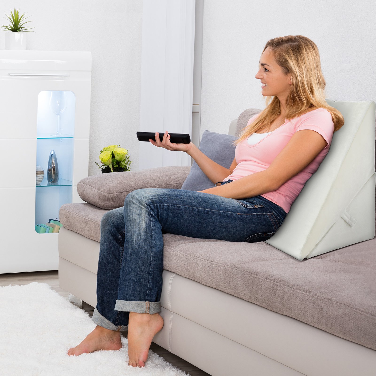 Schlafkissen aus Memory Foam Bettkeil-Kissen Schlafkissen 58 x 50,5 x 36 cm Weiß