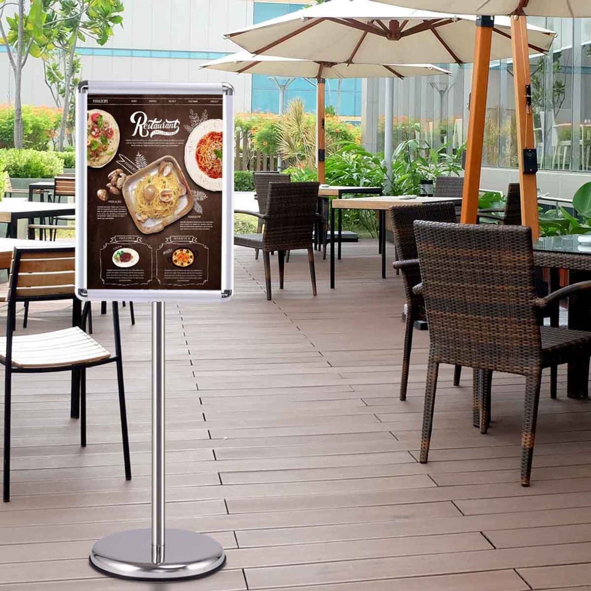 Höhenverstellbarer A3 Infoständer Drehbarer Plakatständer Kundenstopper Silber