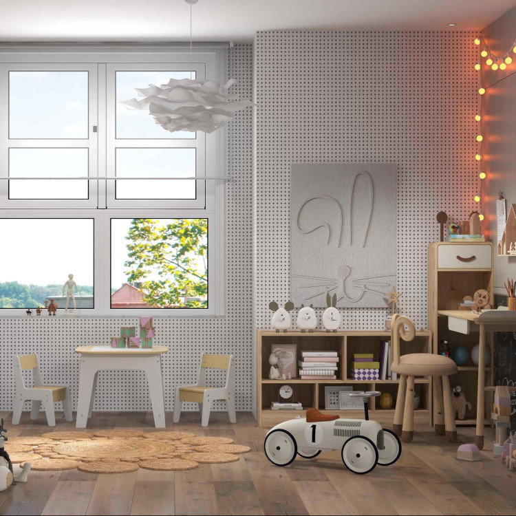 Kindersitzgruppe + Spielzeugschrank Set 3 TLG Kindertisch mit 2 Stühlen Kinderregal