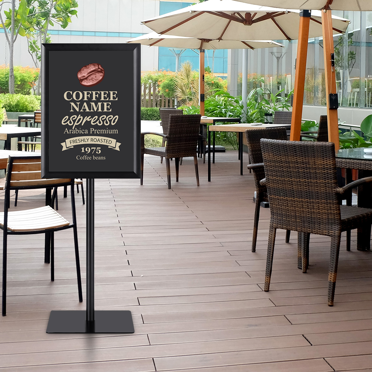 Infoständer A3 2er Set Informationsständer höhenverstellbar Plakatständer Kundenstopper Schwarz