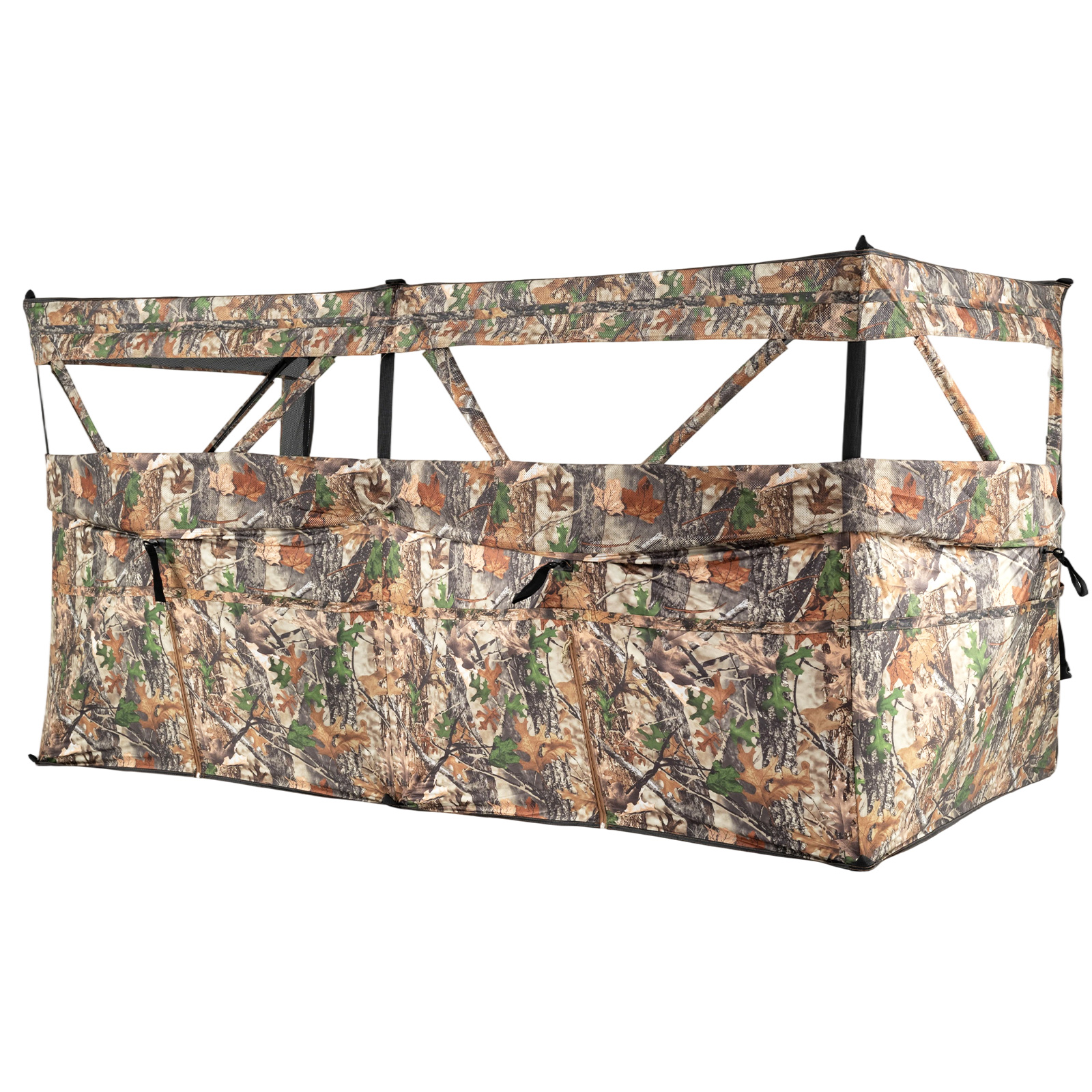 Jagdversteck 360°durchsichtiger Jagdrollo mit Hundetür & Tragetasche Pop-up-Bodenrollo Tarnmuster
