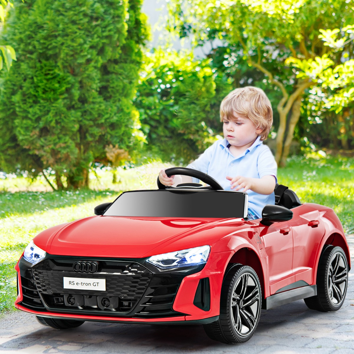 Audi RS Kinder Elektroauto mit 2,4 G Fernbedienung mit Musik und Scheinwerfer Rot