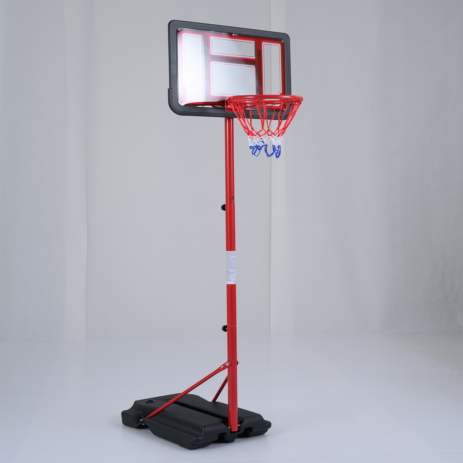 Kinder Basketballkorb 95-155 cm höhenverstellbares Basketballständer mit befüllbarem Sockel Rot