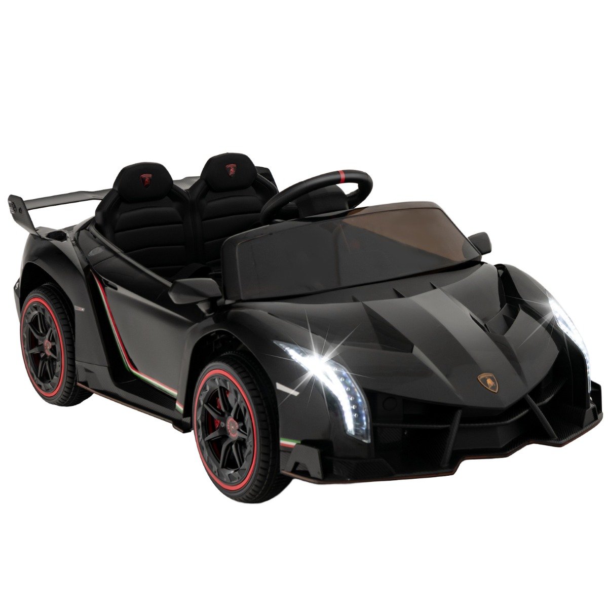 Kinder Lamborghini Elektroauto mit Fernbedienung & LED Scheinwerfer & Hupe & Musik Schwarz