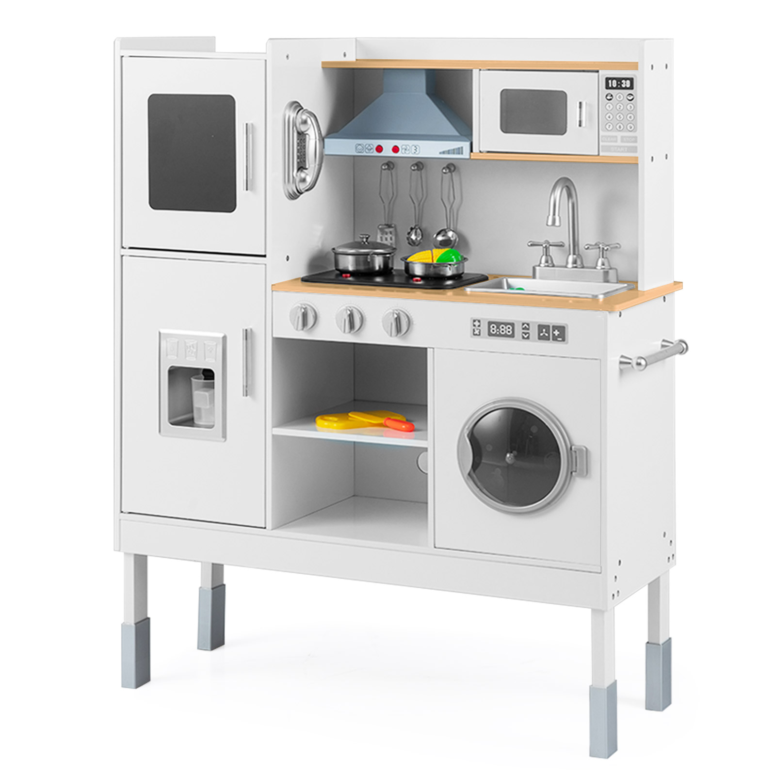 Kinderküche aus Holz mit 16 Spielzubehör für Kinder ab 3 J. 83 x 29 x 103 cm Natur