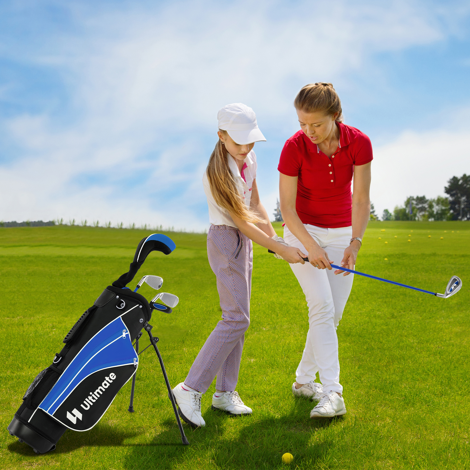 Kinder Komplettes Golf-Schlägerset Rechtshänder Golfset für Kinder von 11-13 Jahren Blau