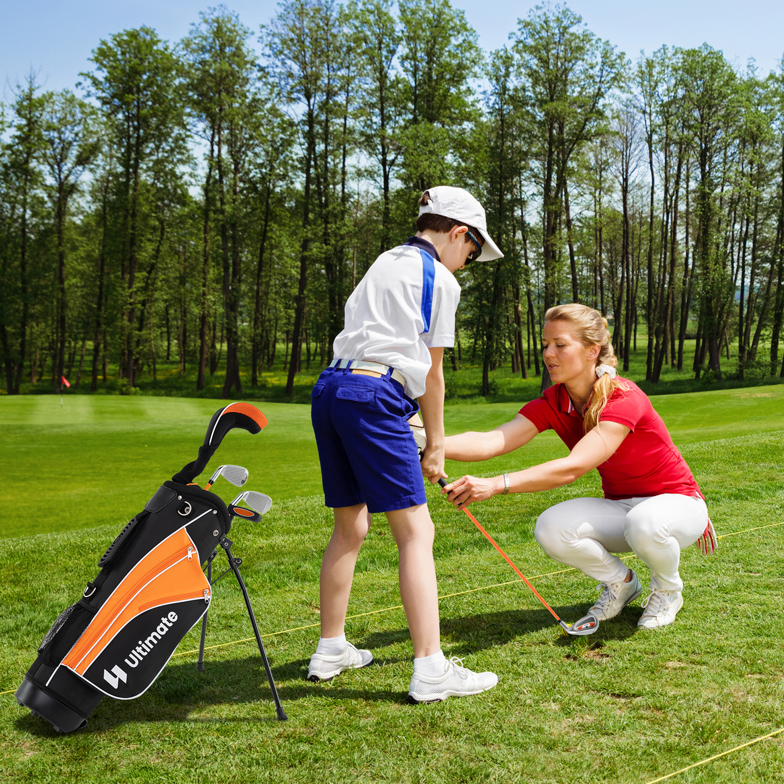 Kinder Komplettes Golf-Schlägerset Rechtshänder Golfset für Kinder von 11-13 Jahren Orange