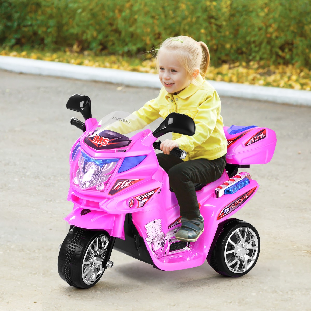 Kinder-Motorrad 6 V Elektro Motorrad mit Musik und Scheinwerfer für Kinder Rosa