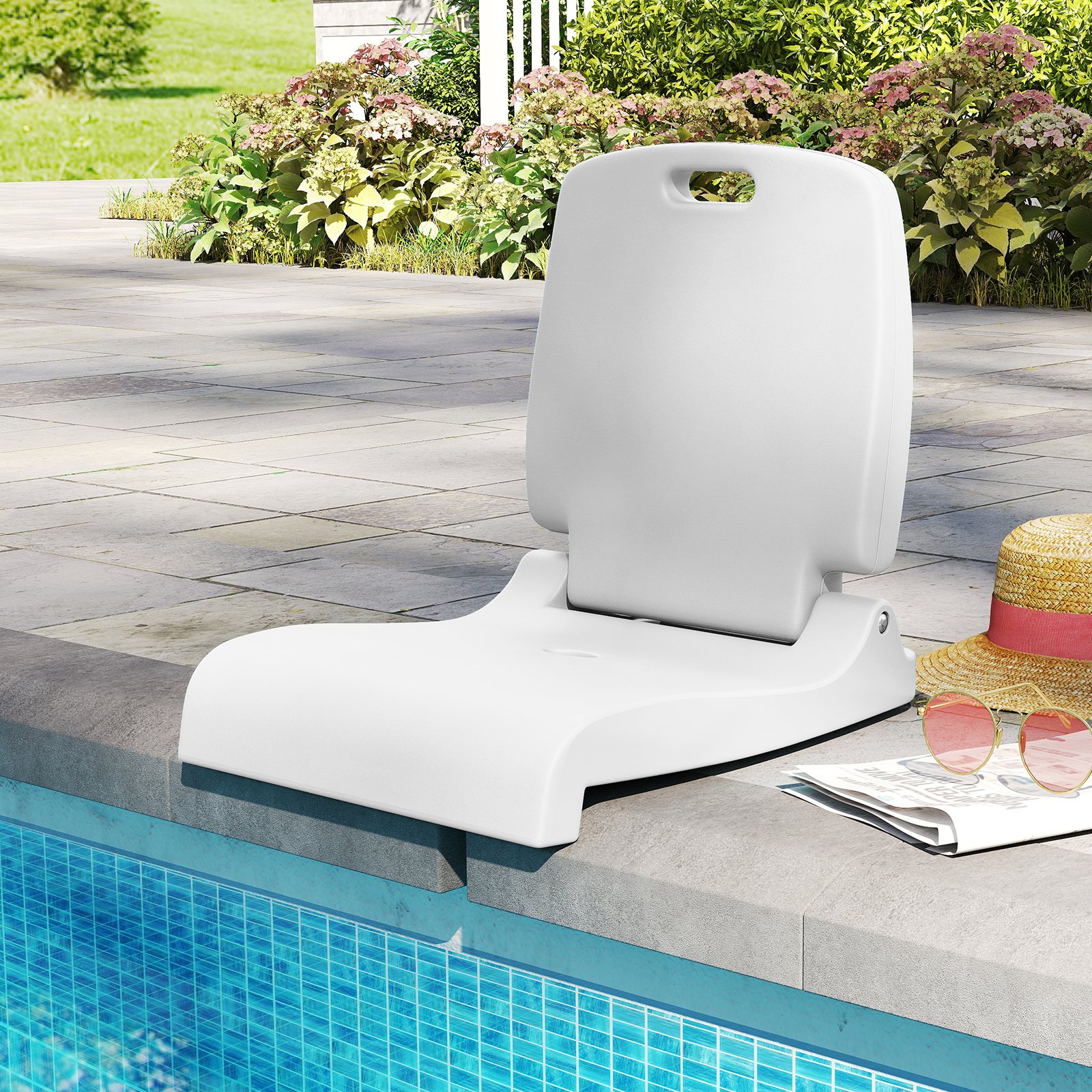 Klappbarer Klappsitz Tragbarer Outdoor-Stuhl mit Griff & Abflussloch Bodenstuhl Weiß