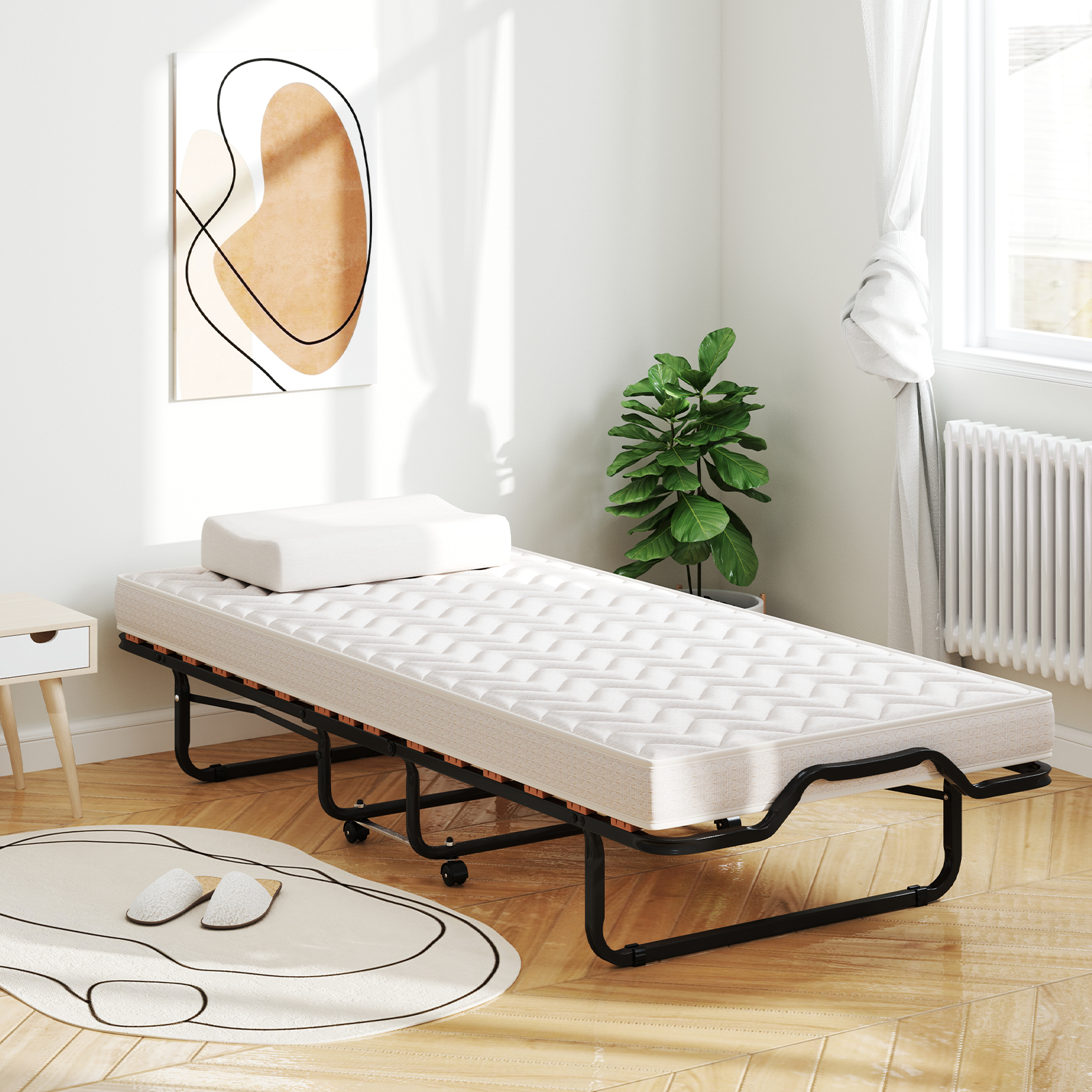Klappbett 80x200 Cm Memory Foam Matratze Rollen Für Gäste Italien Schwarz