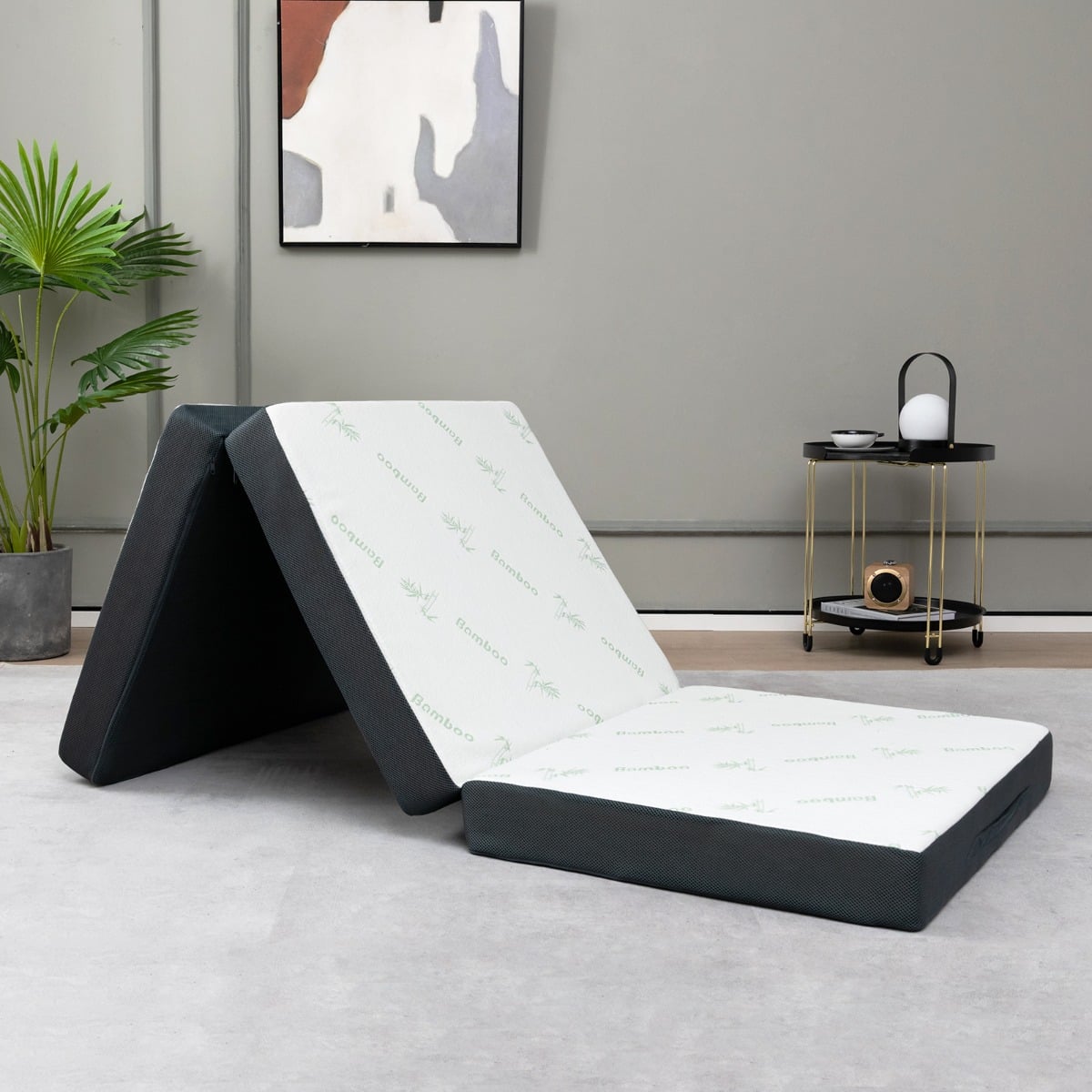 Klappmatratze 10 cm Dicke 3-Fach Klappbare Matratze 193 x 80 x 10 cm Weiß & Grau