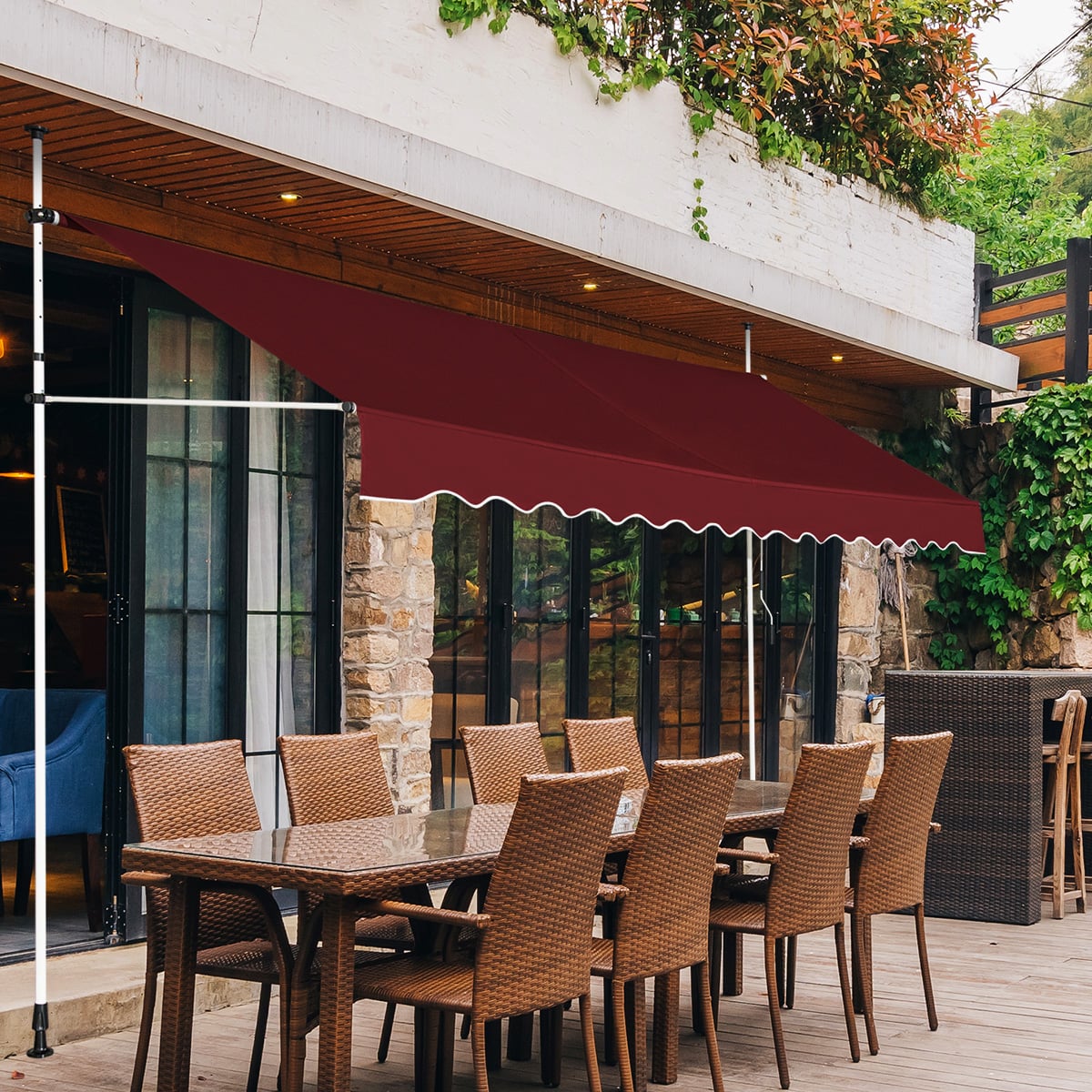 Klemmmarkise 400 cm breit Balkonmarkise ohne Bohren UV-beständig höhenverstellbar Weinrot