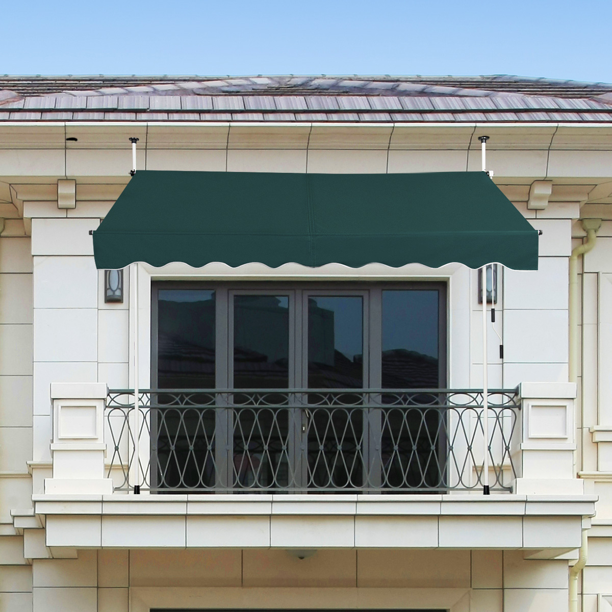 Klemmmarkise 200 cm breit Balkonmarkise ohne Bohren UV-beständig höhenverstellbar Grün