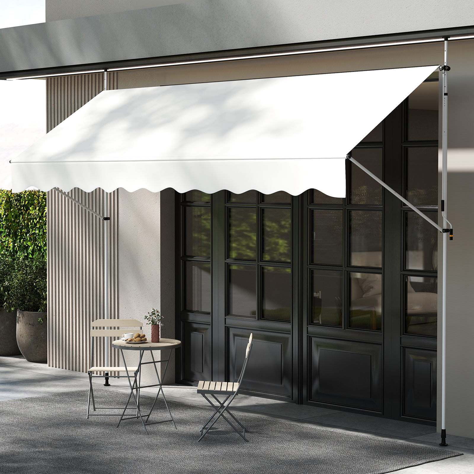 Klemmmarkise Balkonmarkise ohne Bohren mit Handkurbel Höhenverstellbar & UV-beständig Sonnenschutz Weiß