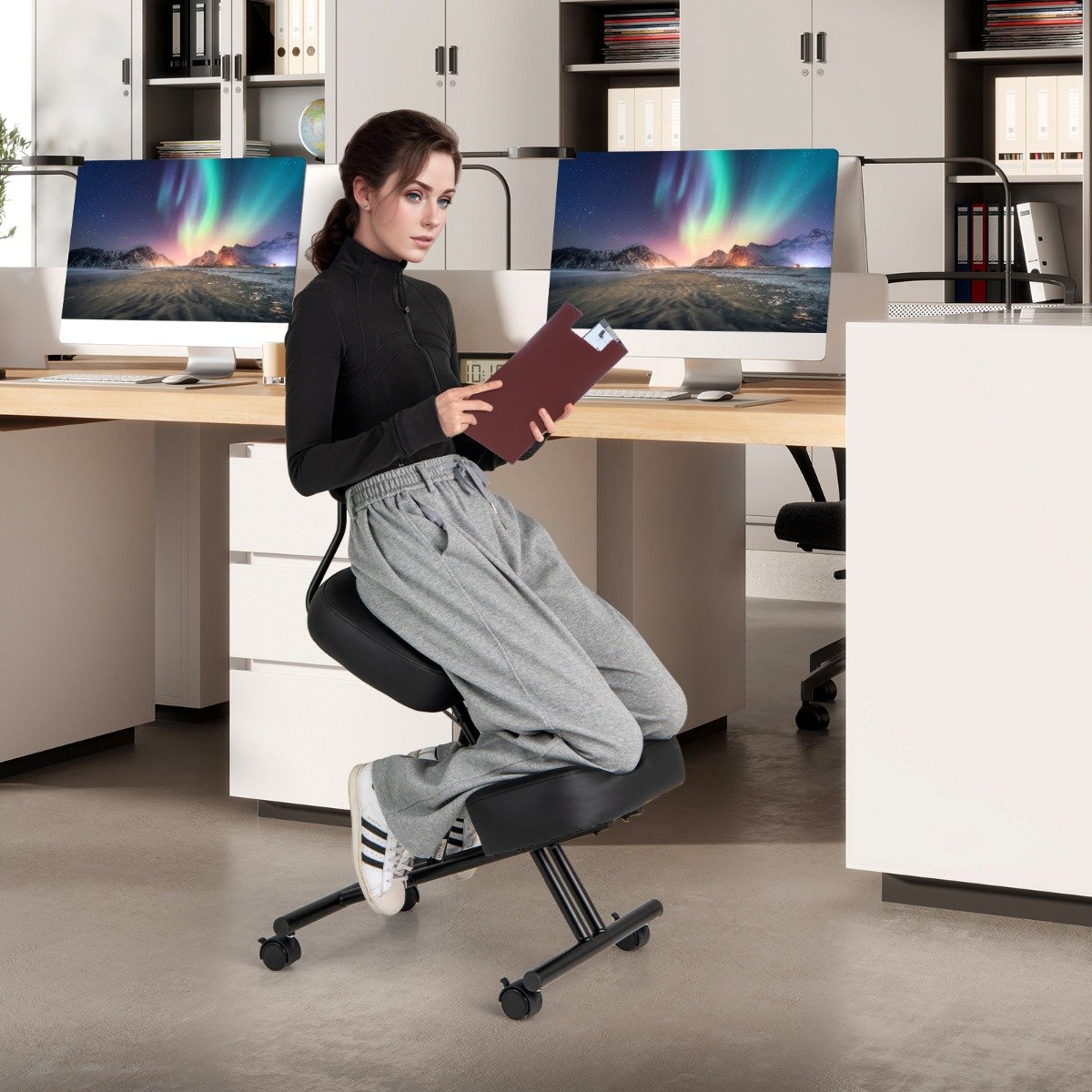 Ergonomischer Kniestuhl mit Schrägem Sitz zur Schmerzlinderung Orthopädischer Bürostuhl