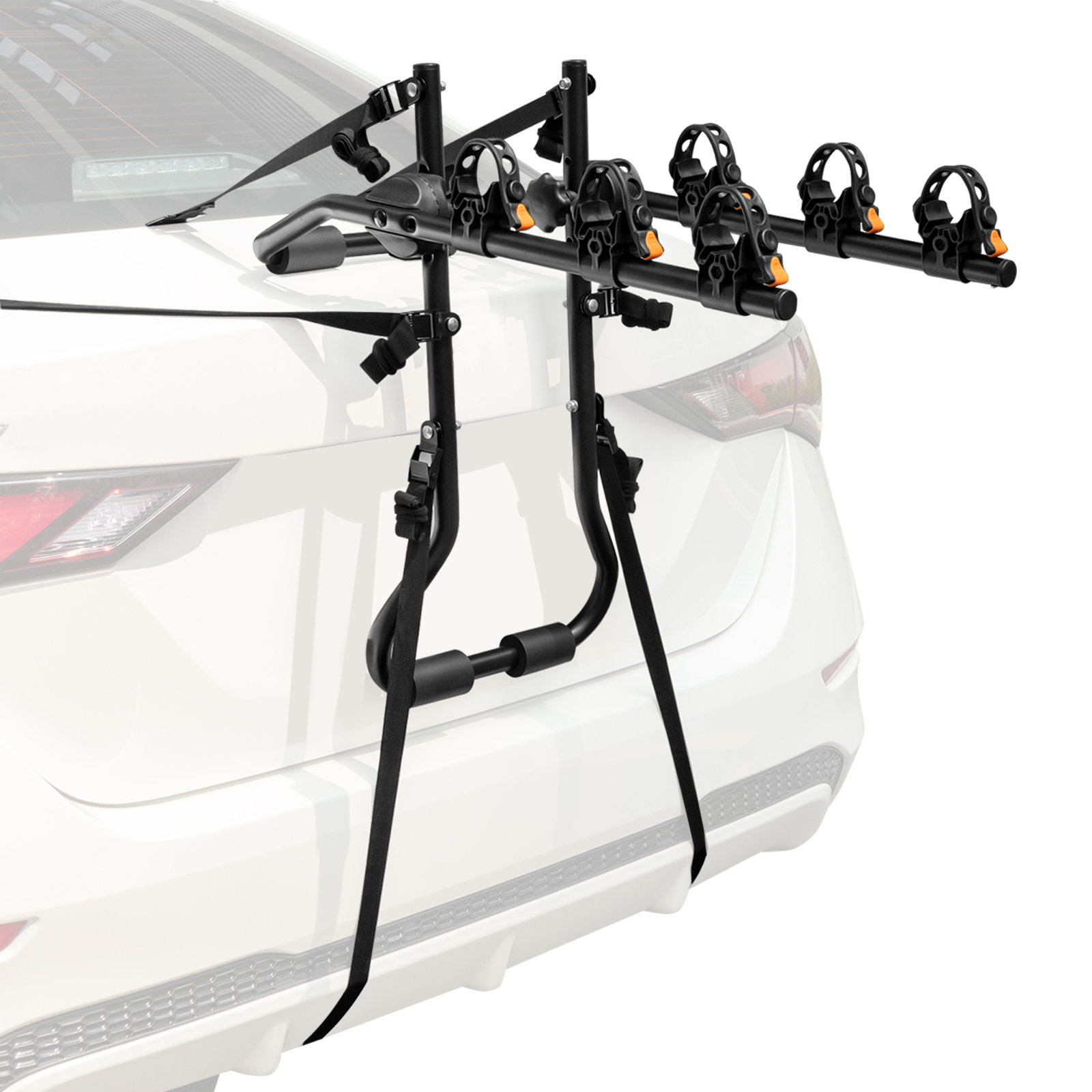 Kofferraum Fahrradträger für 3 Fahrräder mit Verstellbarer Länge & Winkel Stabiler Heckklappenträger