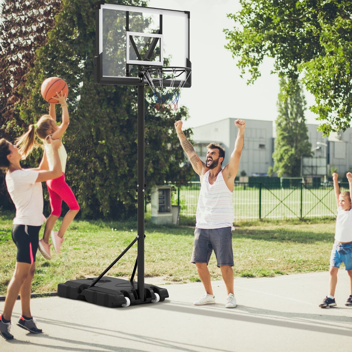 Outdoor Basketballkorb mit Ständer & Gewichtssack & 2 Netzen Basketballständer