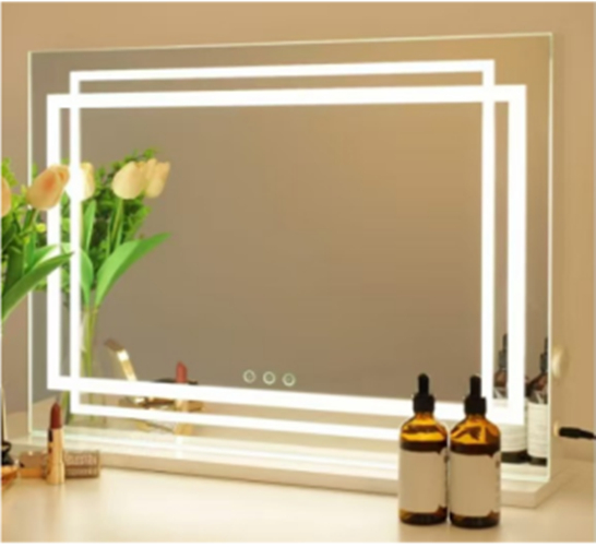 LED Beleuchteter Schminkspiegel mit 3-farbigen Dimmbaren Modi & Smart-Touch-Steuerung 58 x 12 x 48 cm