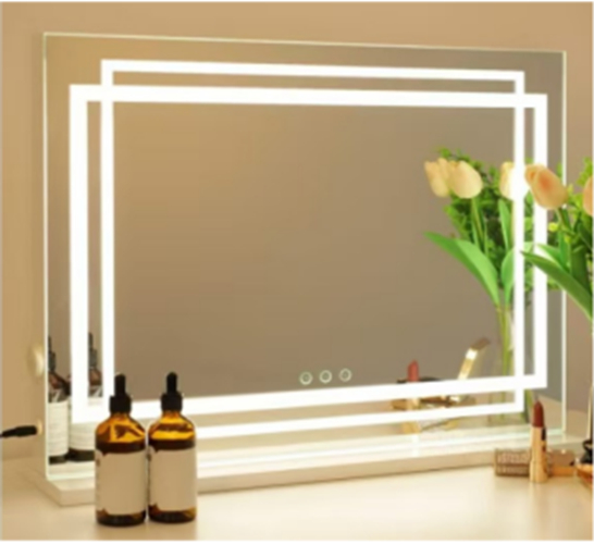 LED Beleuchteter Schminkspiegel mit 3-farbigen Dimmbaren Modi & Smart-Touch-Steuerung 80 x 14 x 62 cm