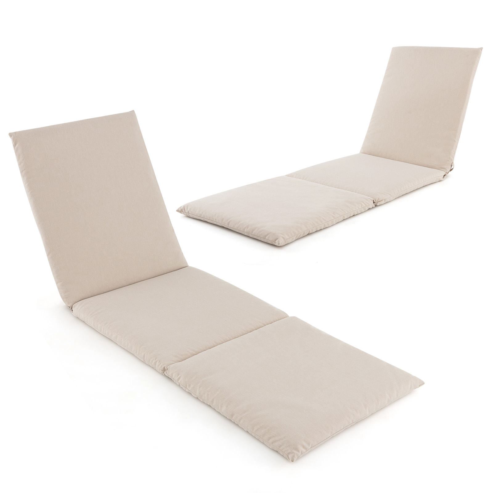 2er Set Liegenauflage Auflage für Sonnenliege Polsterauflage für Gartenliege 182 x 59 x 4,5 cm Beige