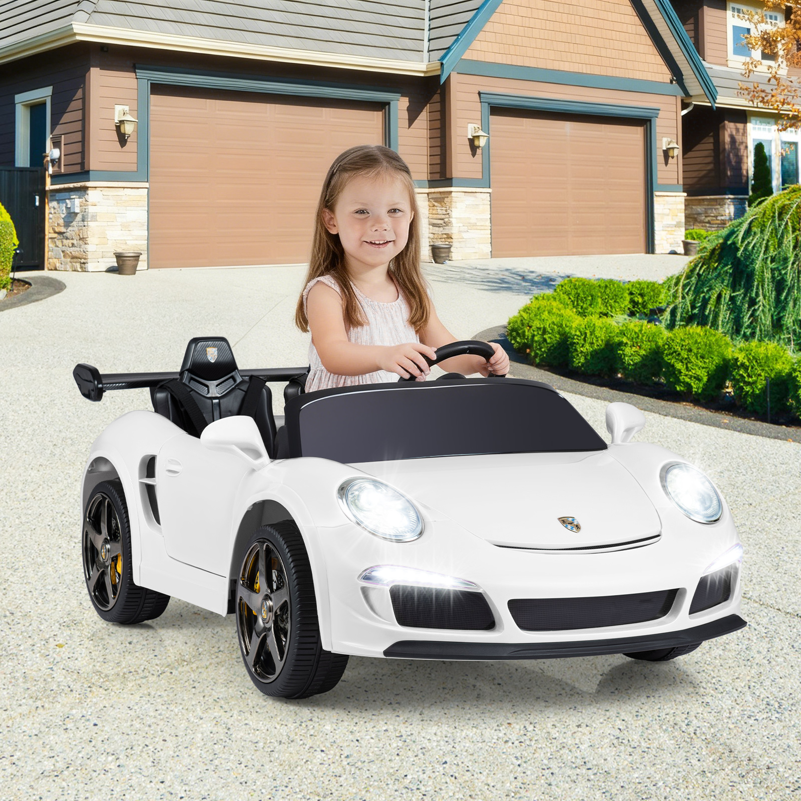 Lizenzierter RUF Kinder-Elektroauto 12V Akku betriebener Elektrofahrzeug mit Eltern-Fernbedienung Weiß