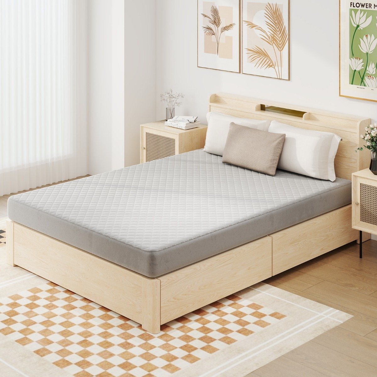 Matratzenschoner luxuriöse superweiche Matratzenauflage mit tiefer Tasche Grau 140 x 200 cm