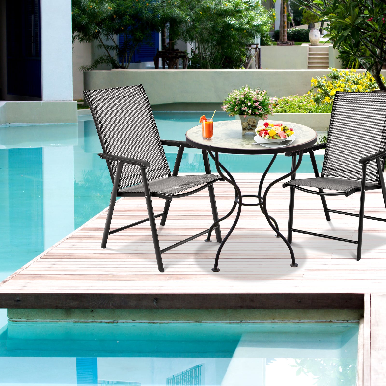 2er Set Gartenstuhl Klappstuhl Terrassenstuhl für Campingausflüge Campingstuhl klappbar Grau