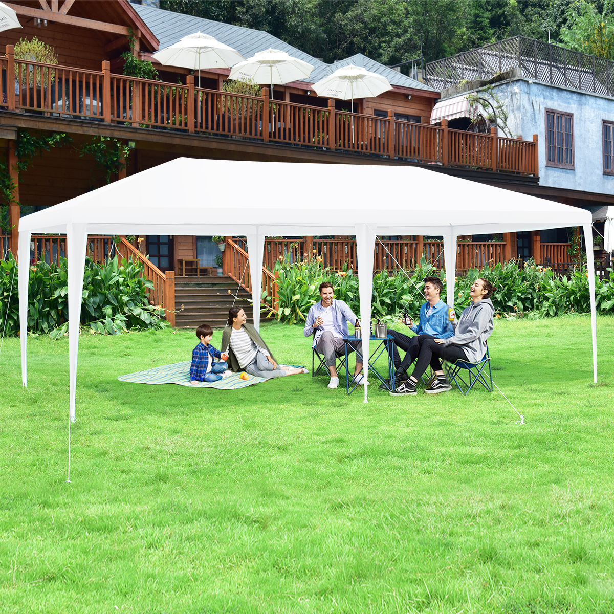 Gartenpavillon Partyzelt mit 4 abnehmbaren Seitenwänden Pavillon Bierzelt UV-Schutz Gartenzelt 3 x 6m