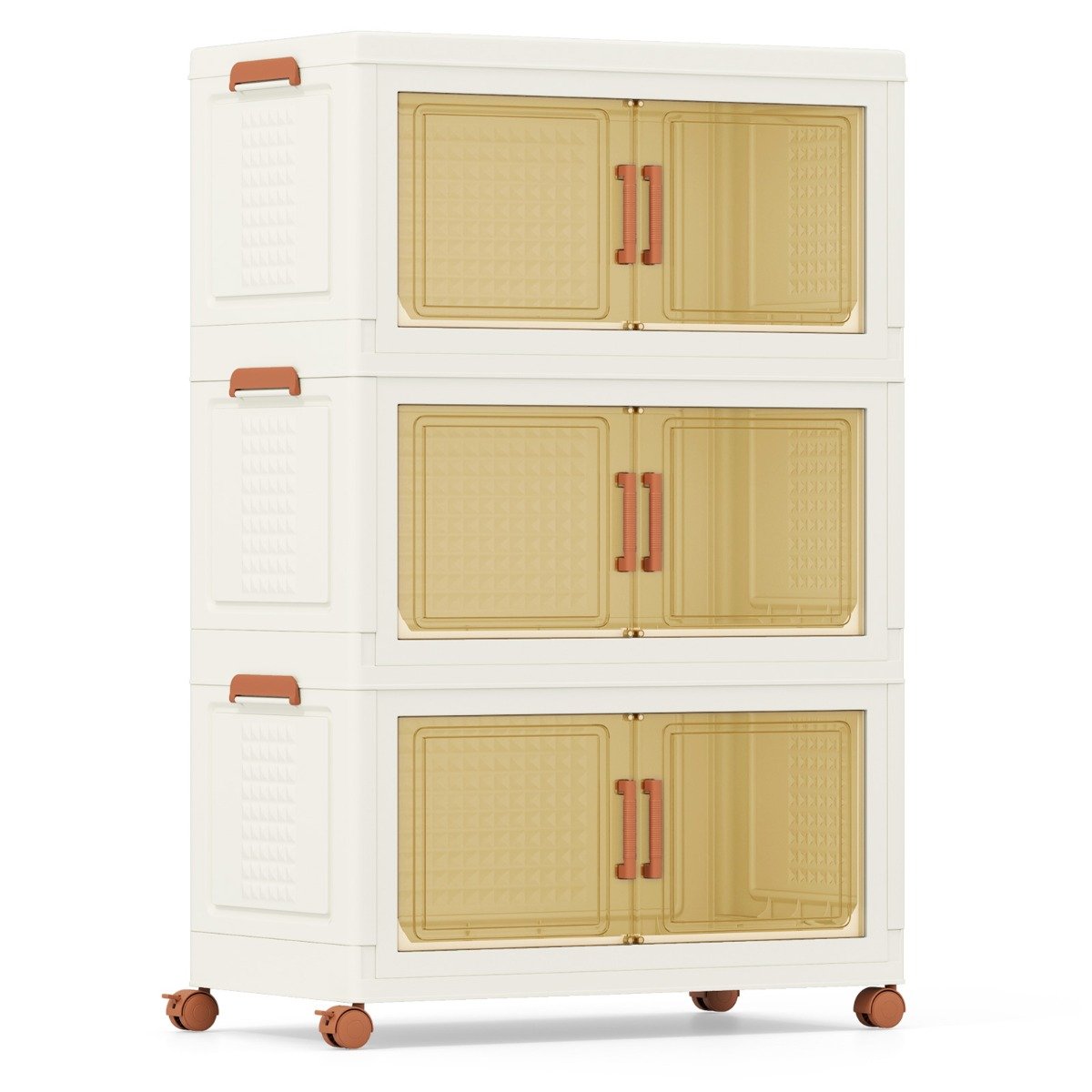 Aufbewahrungsbox mit Deckel & Rollen & Transparenten Türen Faltbare Stapelboxen Kunststoffbox 210 L