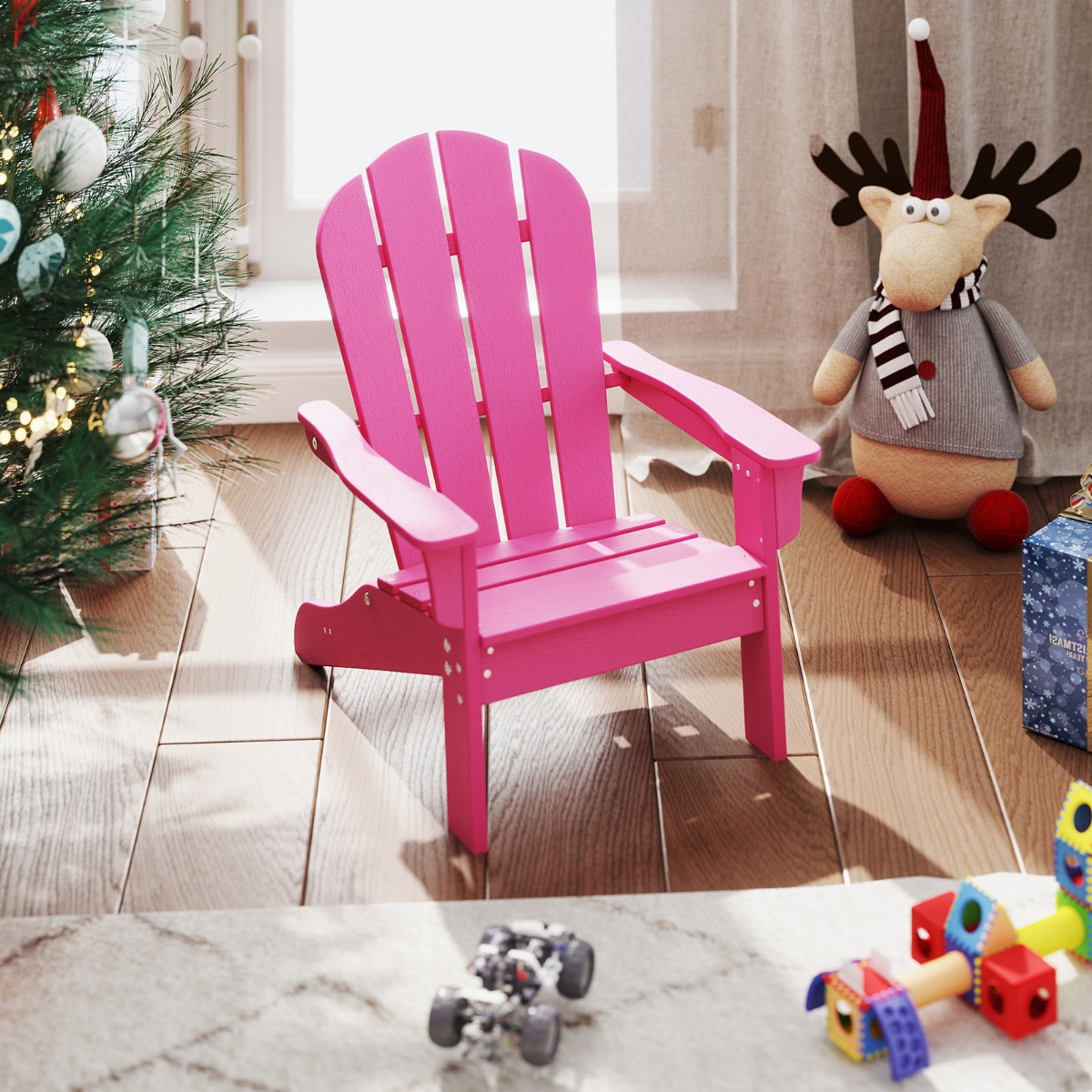 Kinder Adirondack Stuhl aus HDPE mit Ergonomischer Rückenlehne Adirondack Chair Rosa