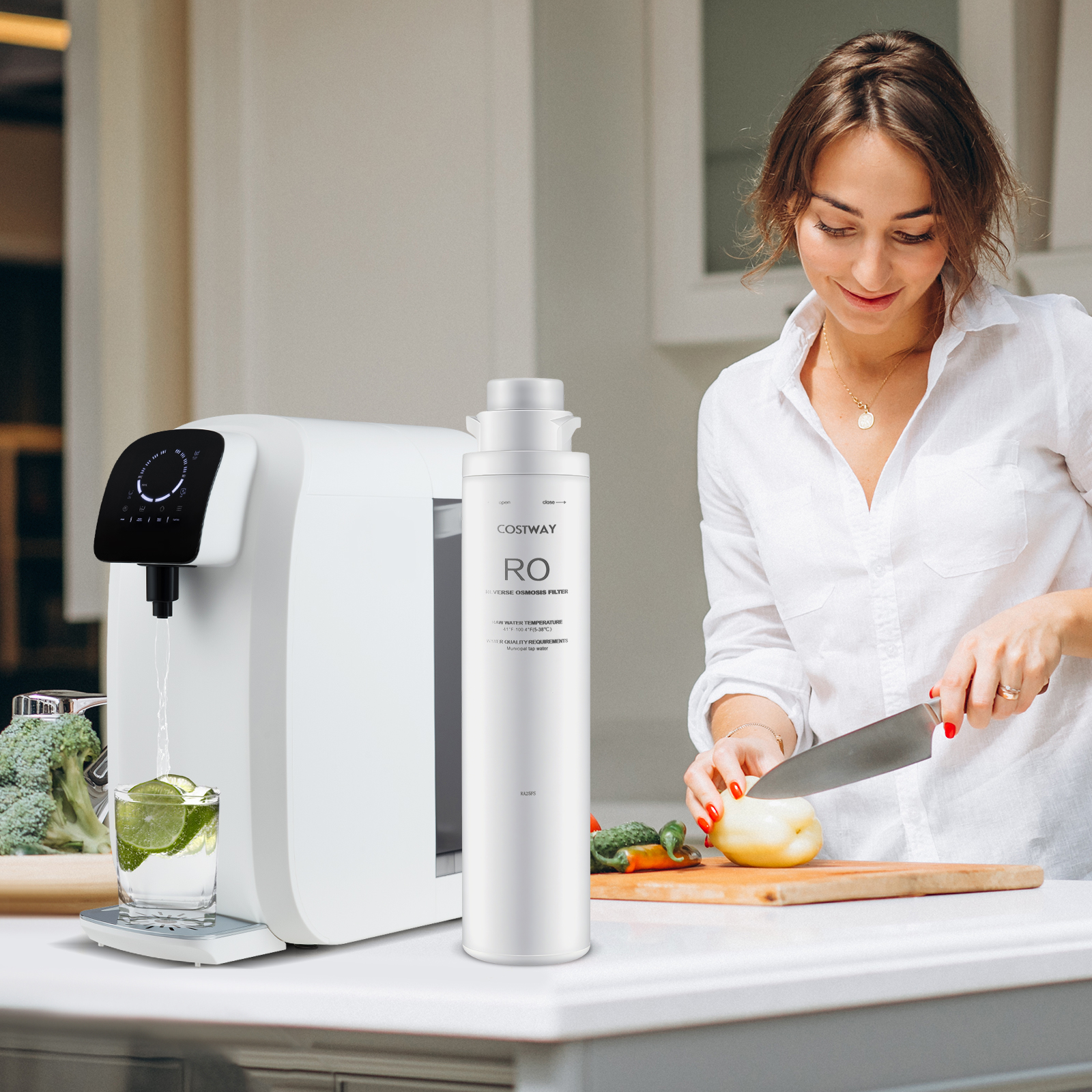 RO-Filter Ersatz für WYN-ROZ902 Tisch-Umkehrosmose-System 0,0001 Mikron entfernt über 95 % TDS Weiß