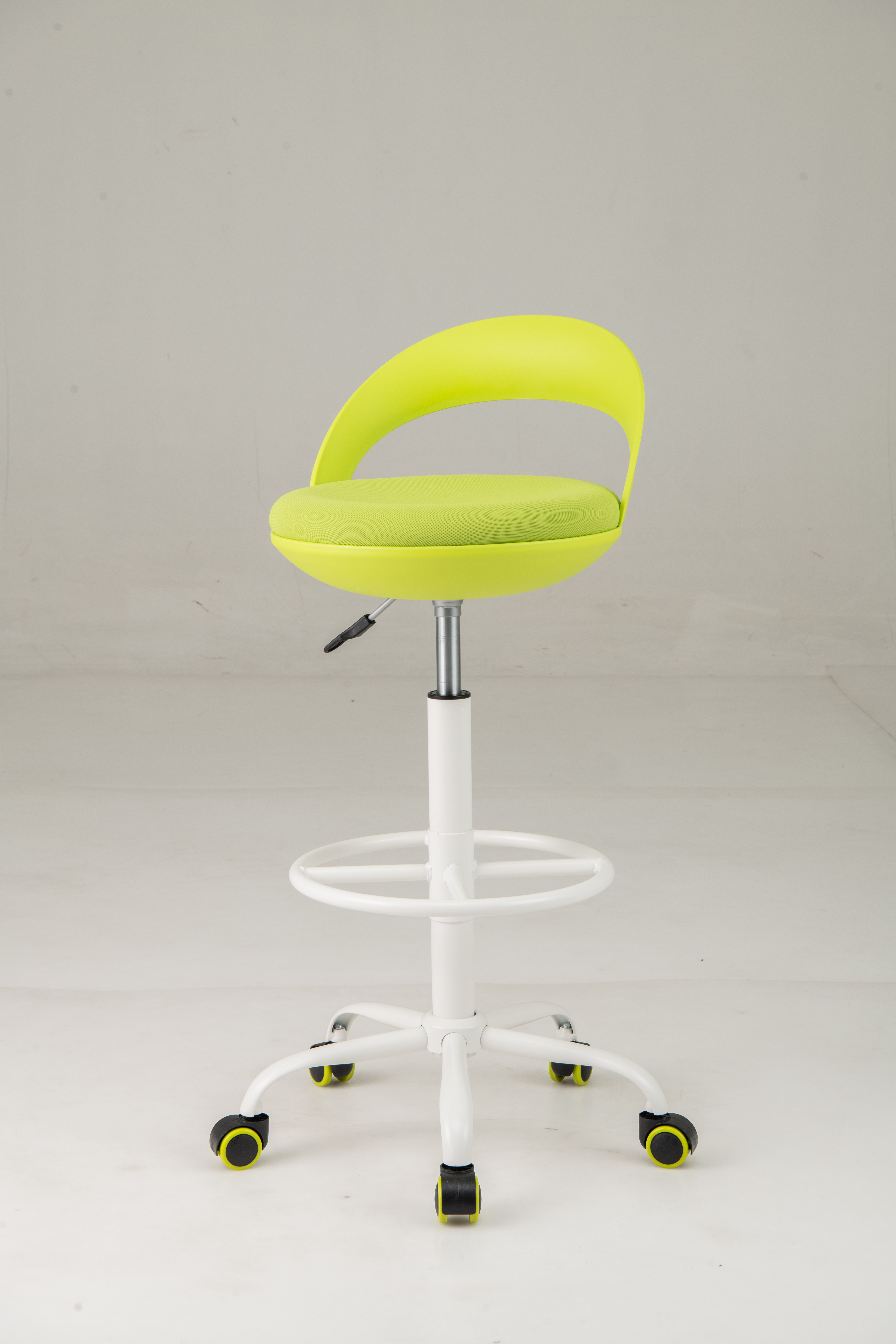 Rollhocker Höhenverstellbar Drehhocker mit Rollen 88-100 cm Arbeitshocker mit Kunstleder bezogener Sitz Grün
