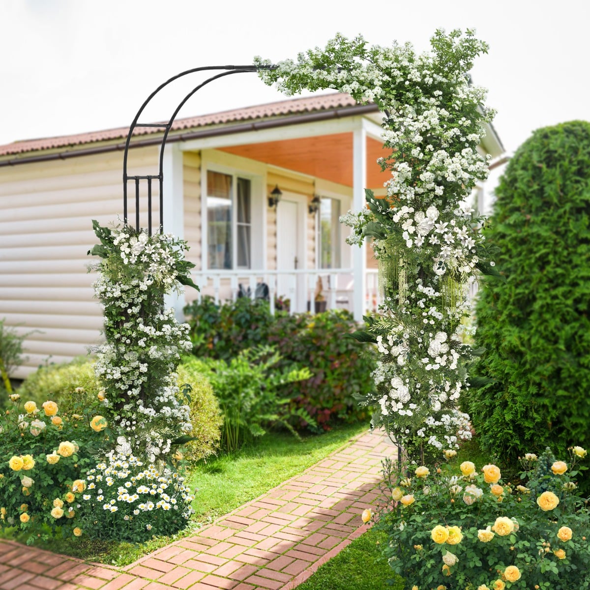 Metall Rosenbogen Spalier für Kletterpflanzen Rankenbogen Großer Dekorativer Bogen