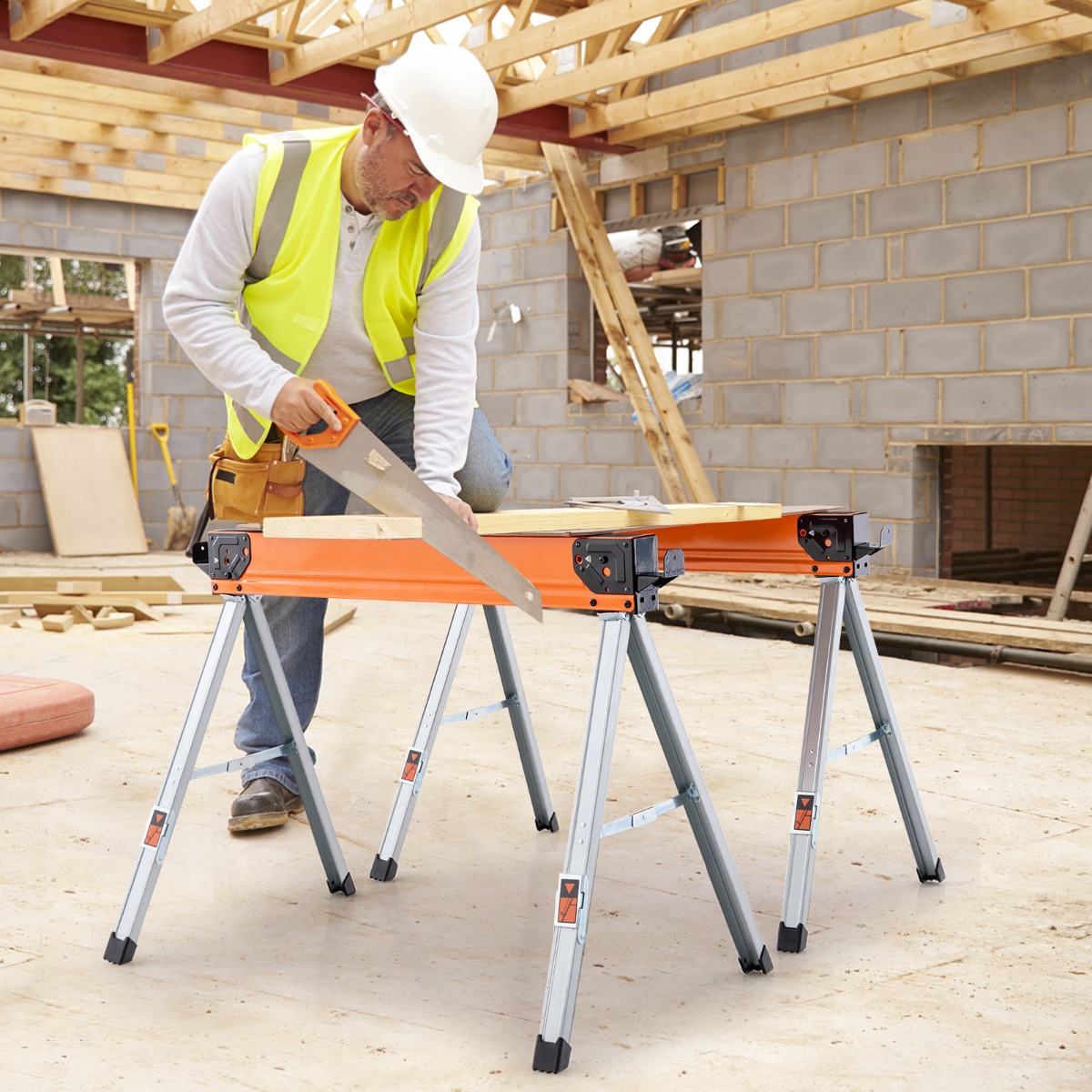 2er-Set Sägeböcke Klappbar Tragbare Arbeitsböcke bis 500 kg belastbar