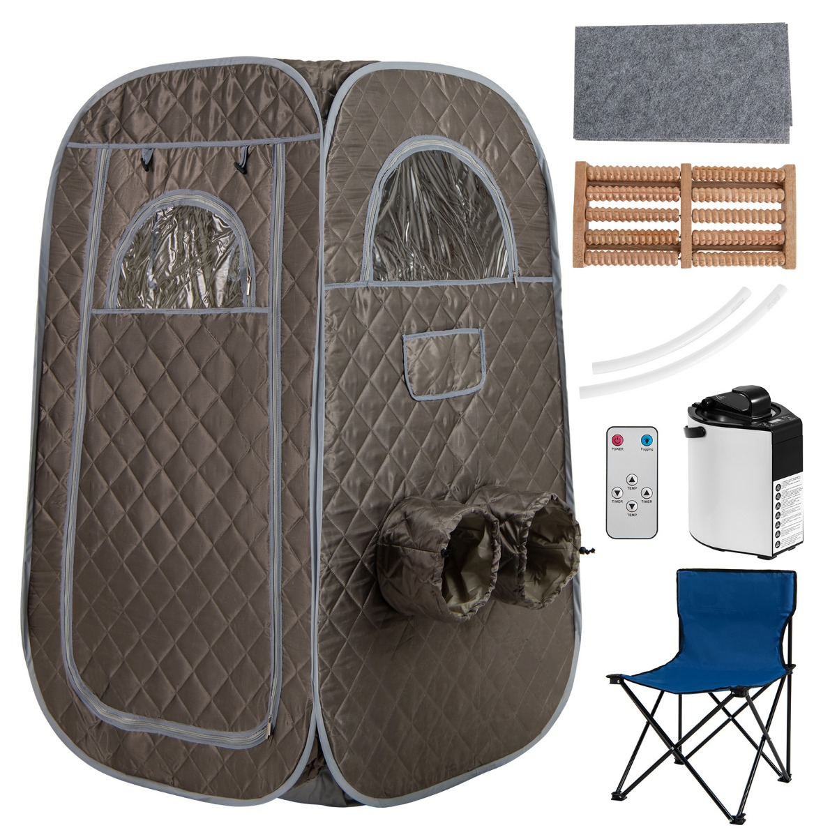 Tragbare Dampfsauna Heimsauna für 1-2 Personen mit 3 Liter Dampfgenerator 89 x 89 x 149 cm Grau