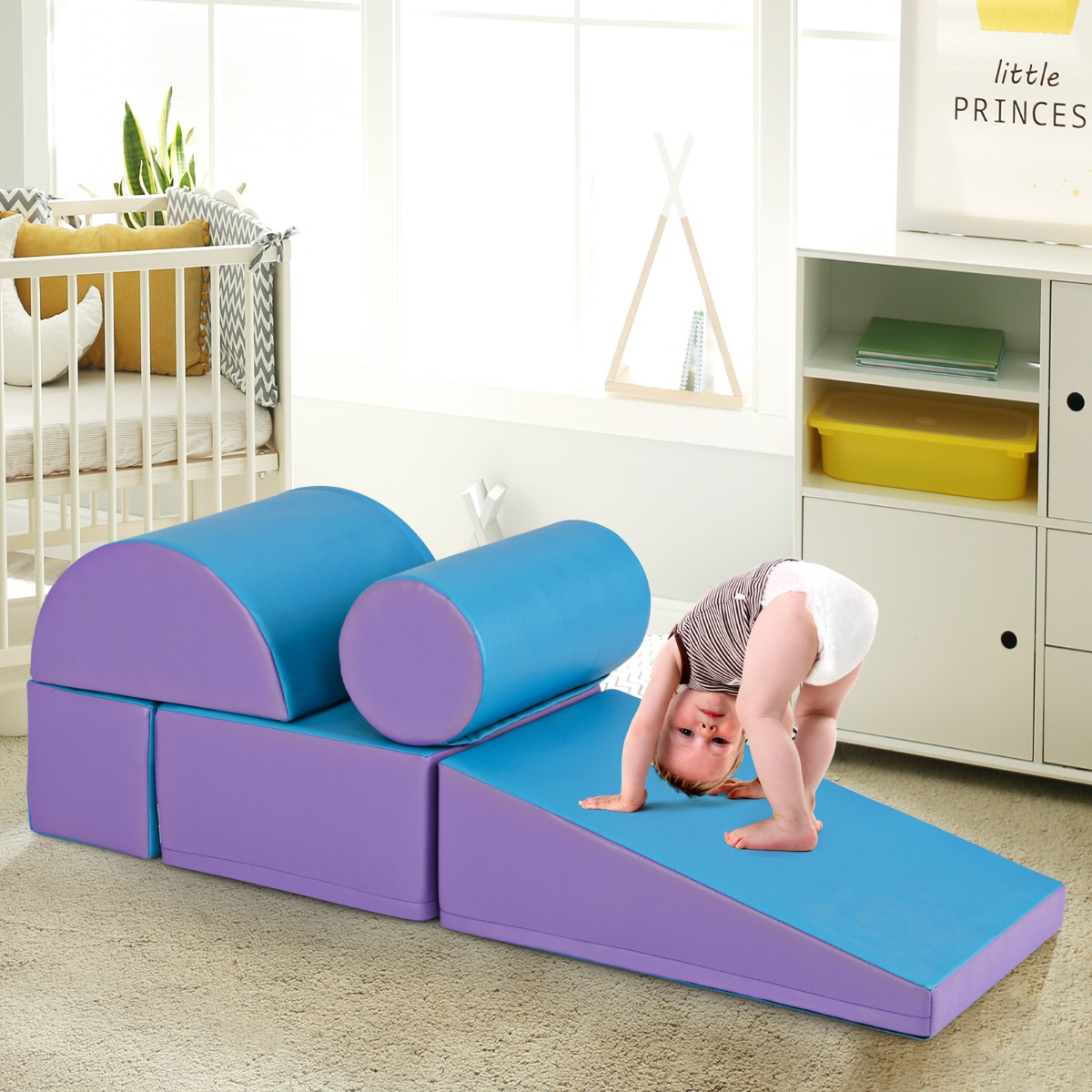 5 TLG. Schaumstoffbausteine Riesenbausteine zum Toben & Klettern Großbausteine Blau + Lila