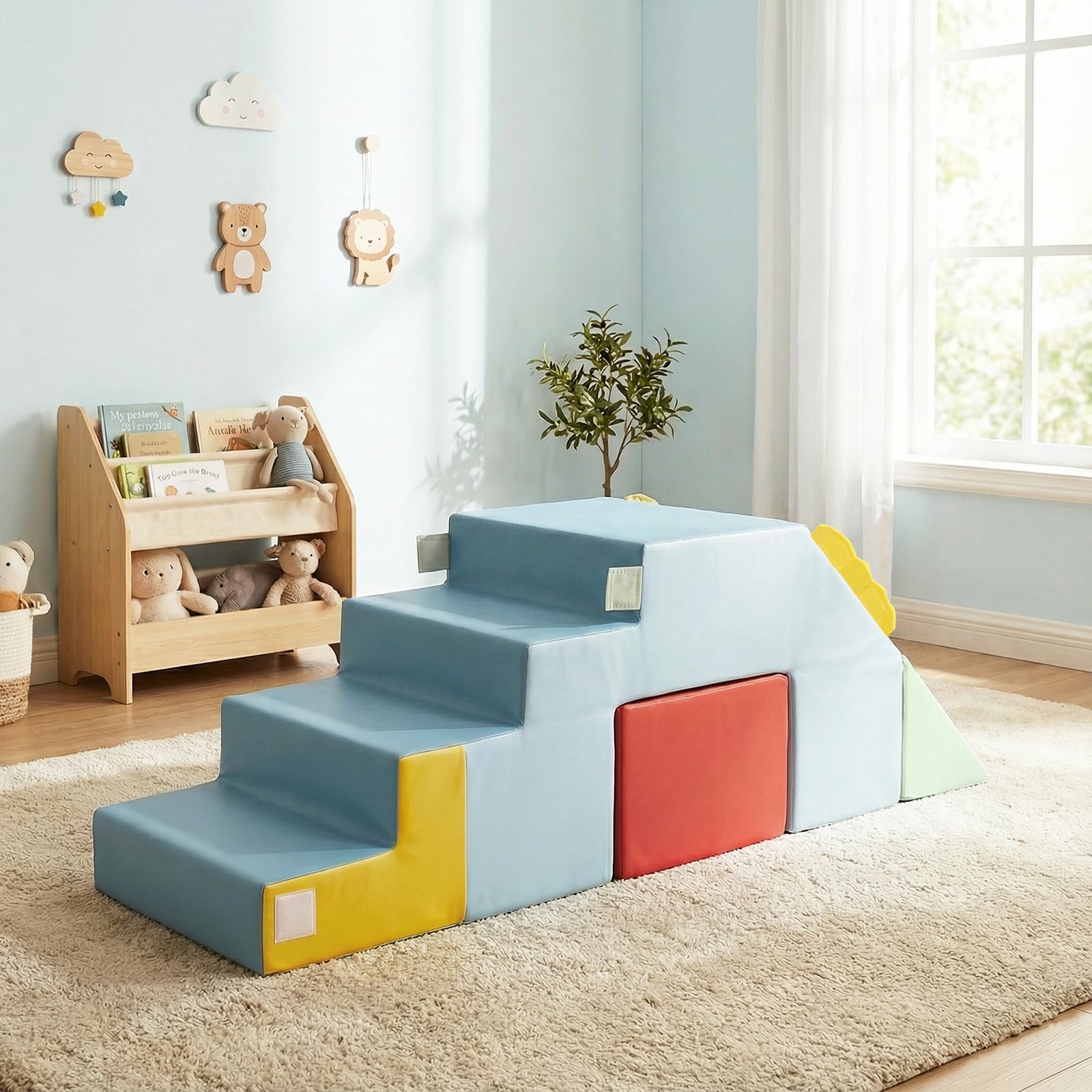 Schaumstoff Bausteine für Kinder Kleinkind-Klettergerüst mit Rutsche & Treppe Weiche Kletterspielzeug Bunt