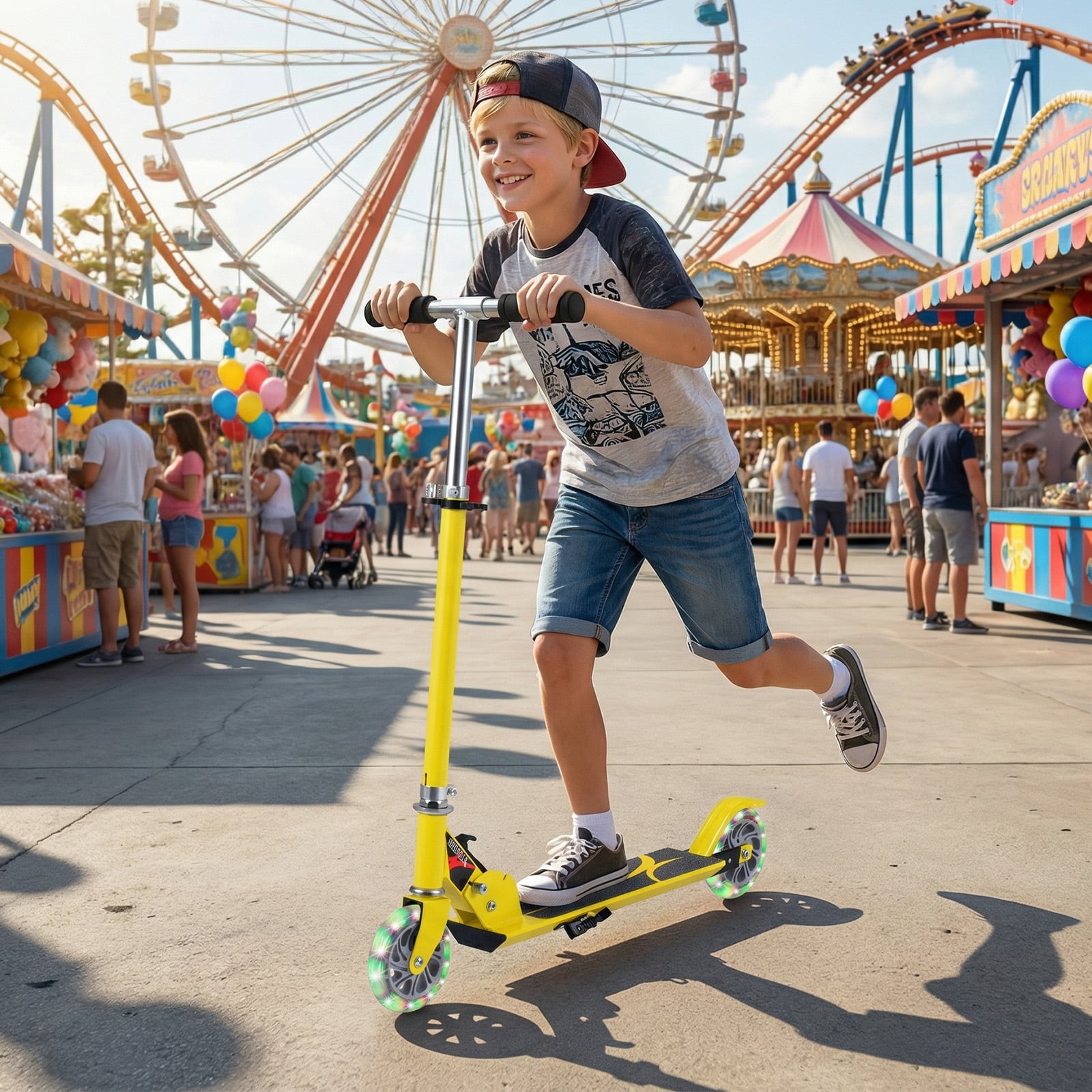 Scooter Roller Tretroller Kinderroller Cityroller klappbar bis 70KG Gelb
