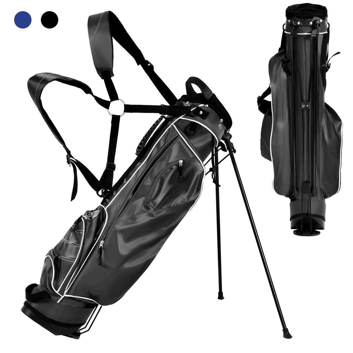 Golftasche 9 inch Golfbag Pencil Bag Profi-Reisebag Ständerbag mit Kopfteil und Tragegurt-schwarz