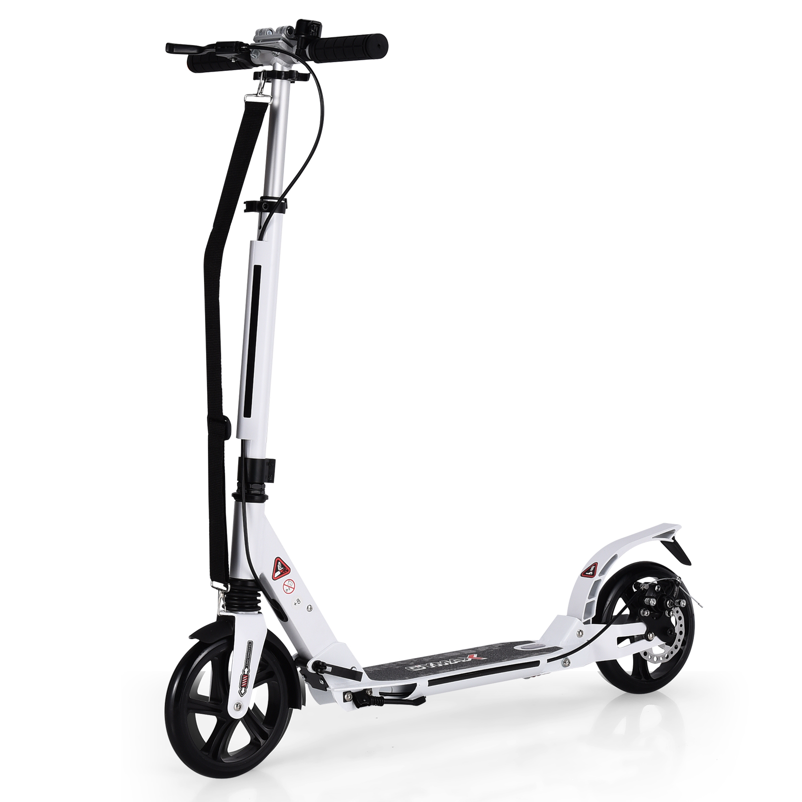 Kickscooter mit Klingel und Traggurt Scooter Roller höhenverstellbar Tretroller klappbar Weiß