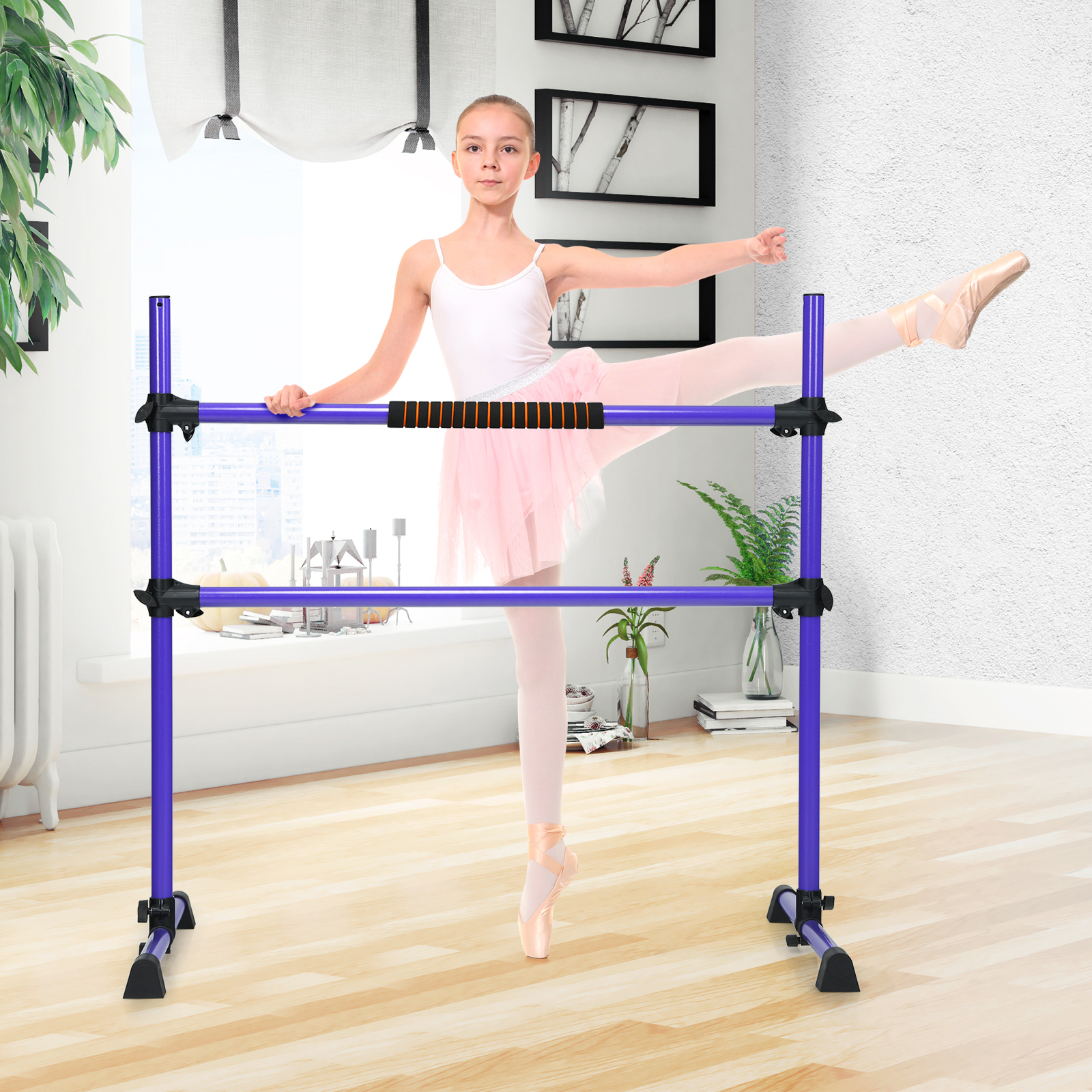 Ballet-Bar Ballettstange Ballett/Stretch Barre Höhenverstellbar Mobil Lila 124,5 x 71 x 120CM
