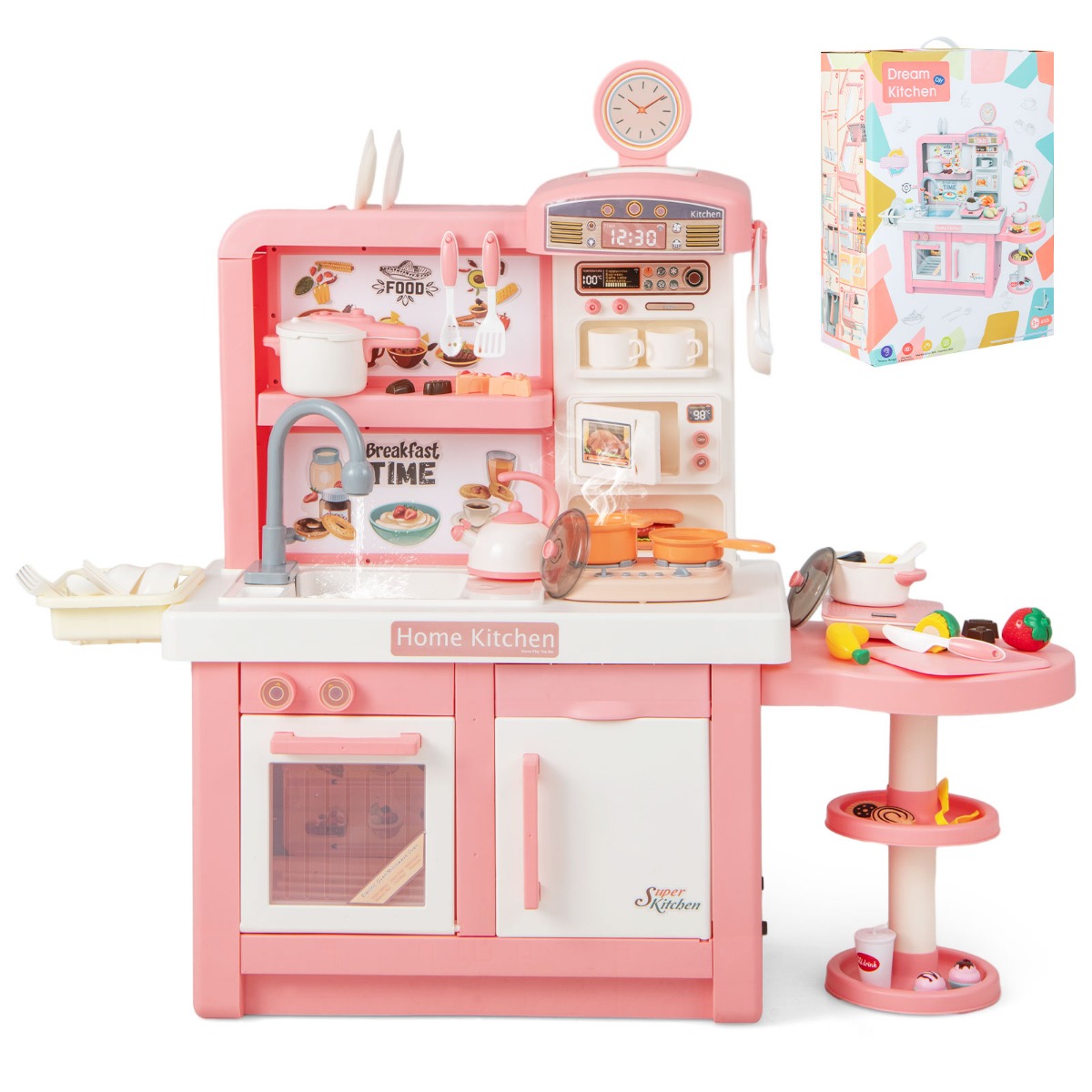 Spielküche Kinder mit 49 Zubehör Kinderküche mit Licht & Sound Kinderspielküche Rosa