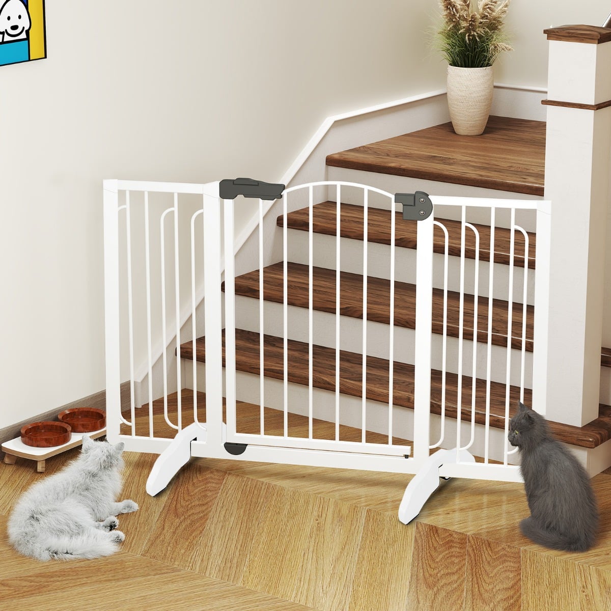 2 x Stützfüße aus Kieferholz für Hunde Absperrgitter 2 cm Gitterfüße für Schutzgitte Weiß